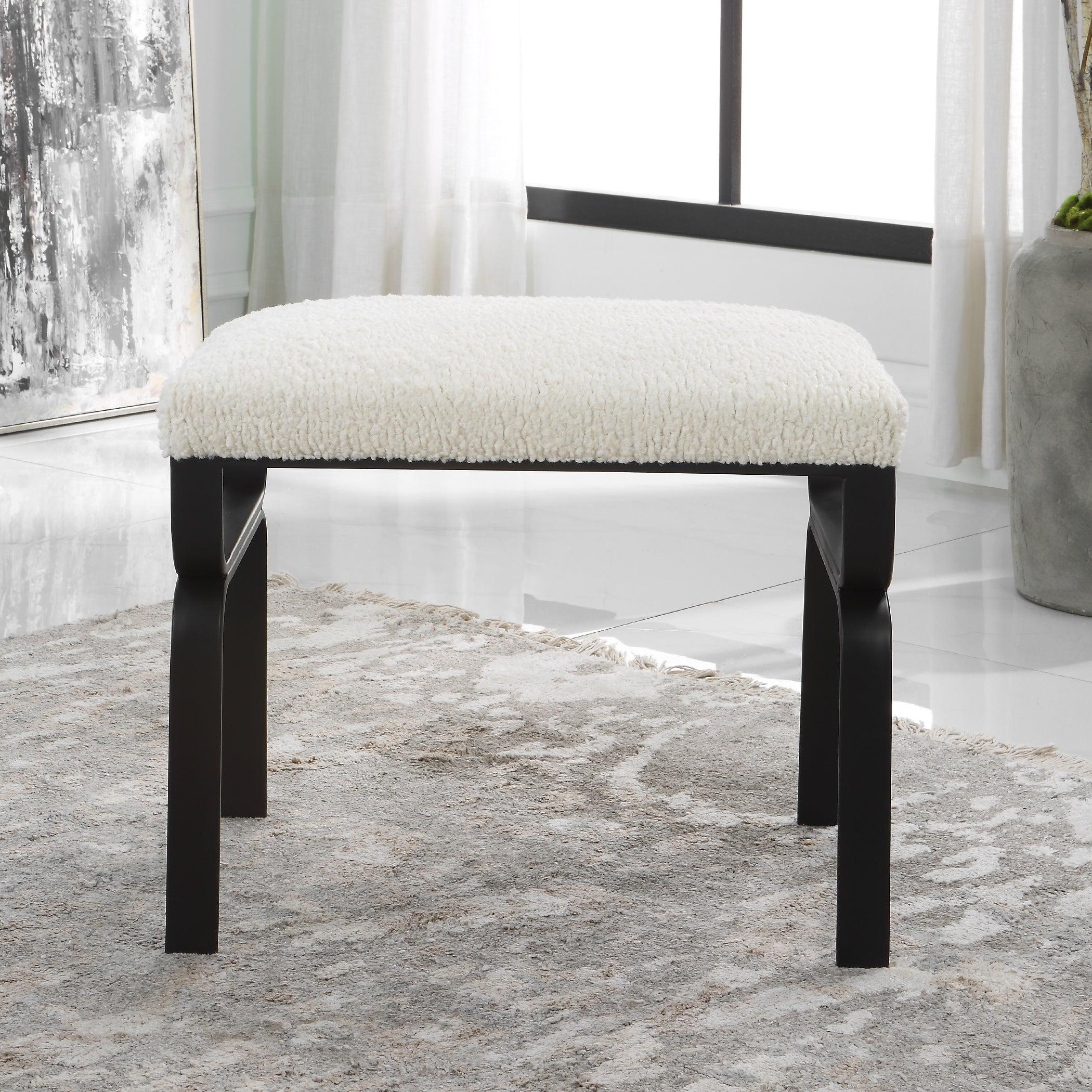 Diverge White Shearling Small Bench - Frankwebs