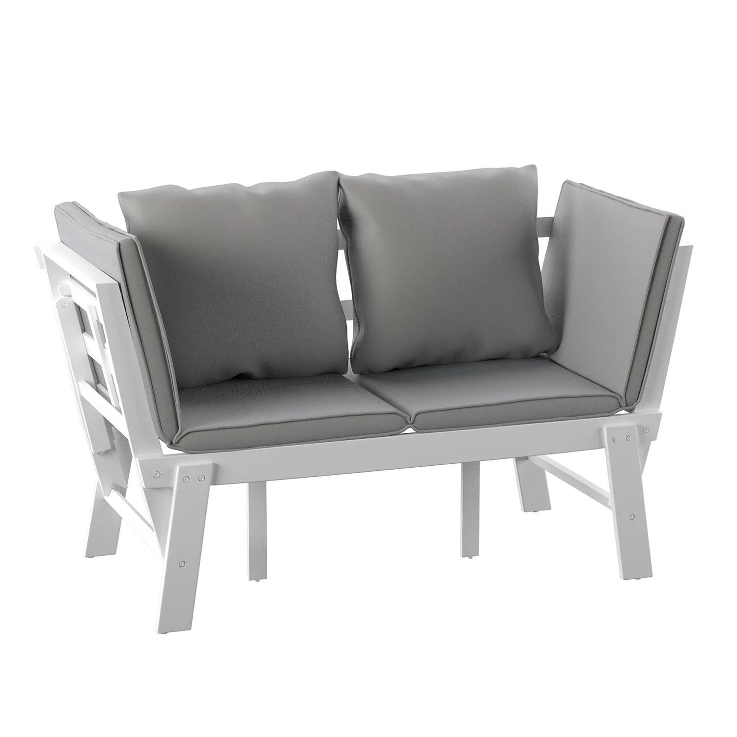 Holly & Martin Dolavon Outdoor Convertible Lounge Chair – White w/ Gray Cushions - Frankwebs