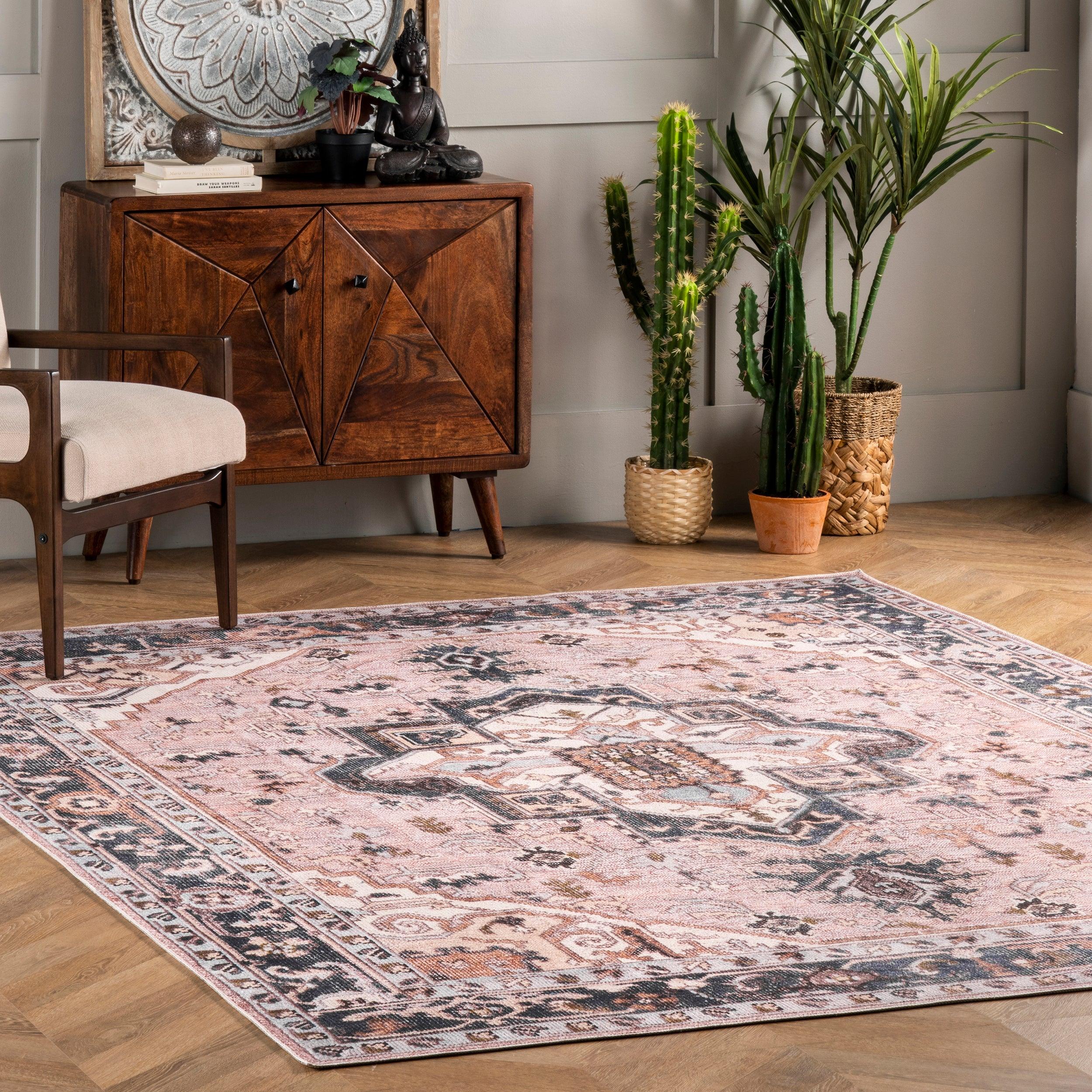 Sasha Machine Washable Medallion Area Rug - Frankwebs