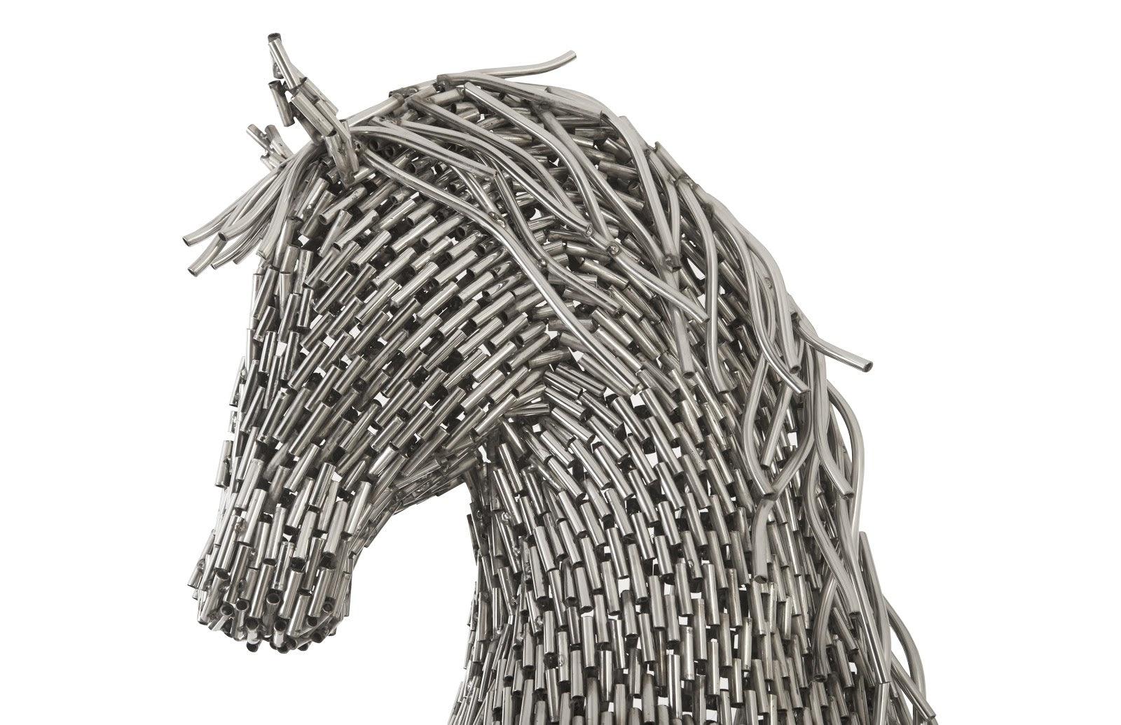 Horse Pipe Sculpture, Rearing, Stainless Steel - Frankwebs