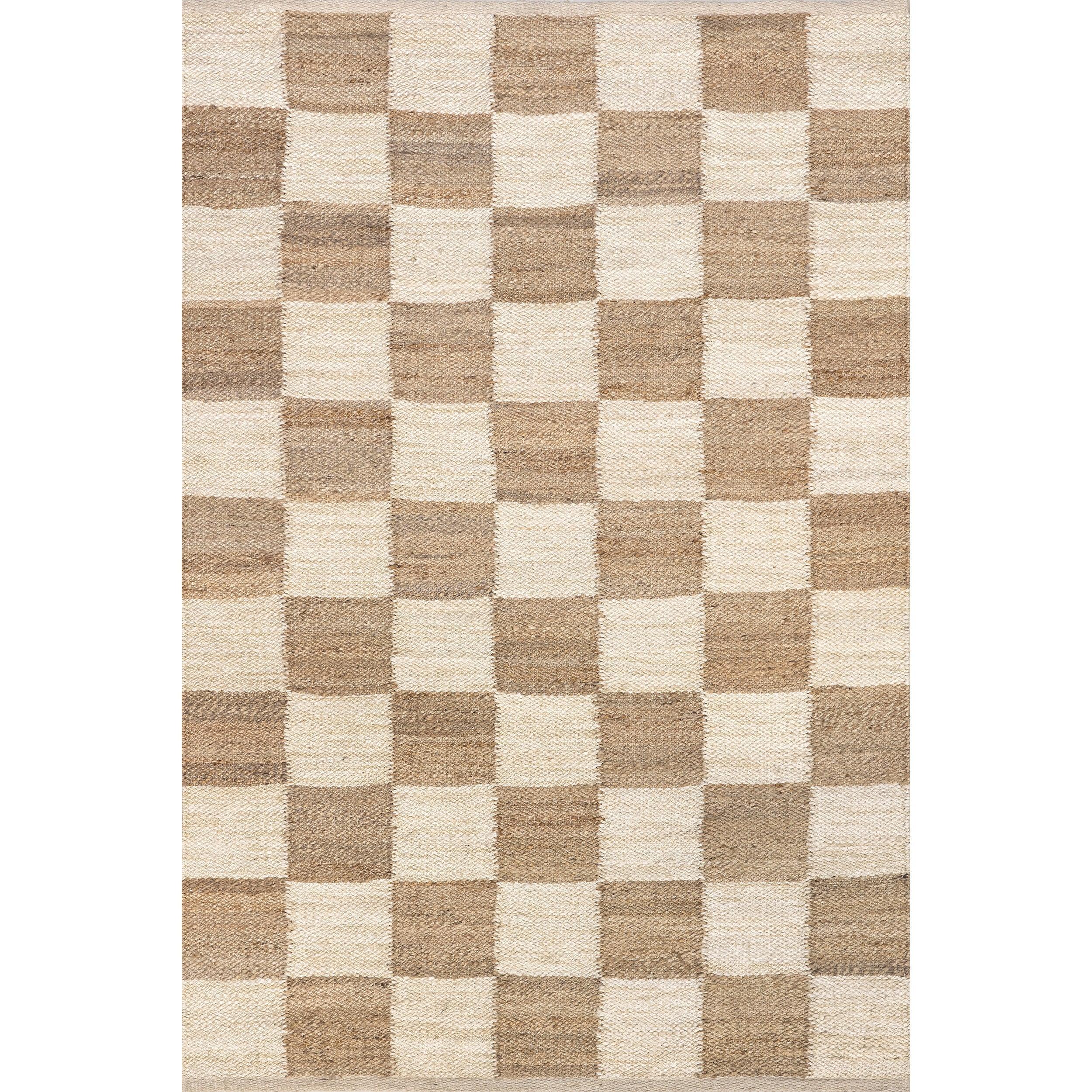 Christana Traditional Checkered Jute Area Rug - Frankwebs