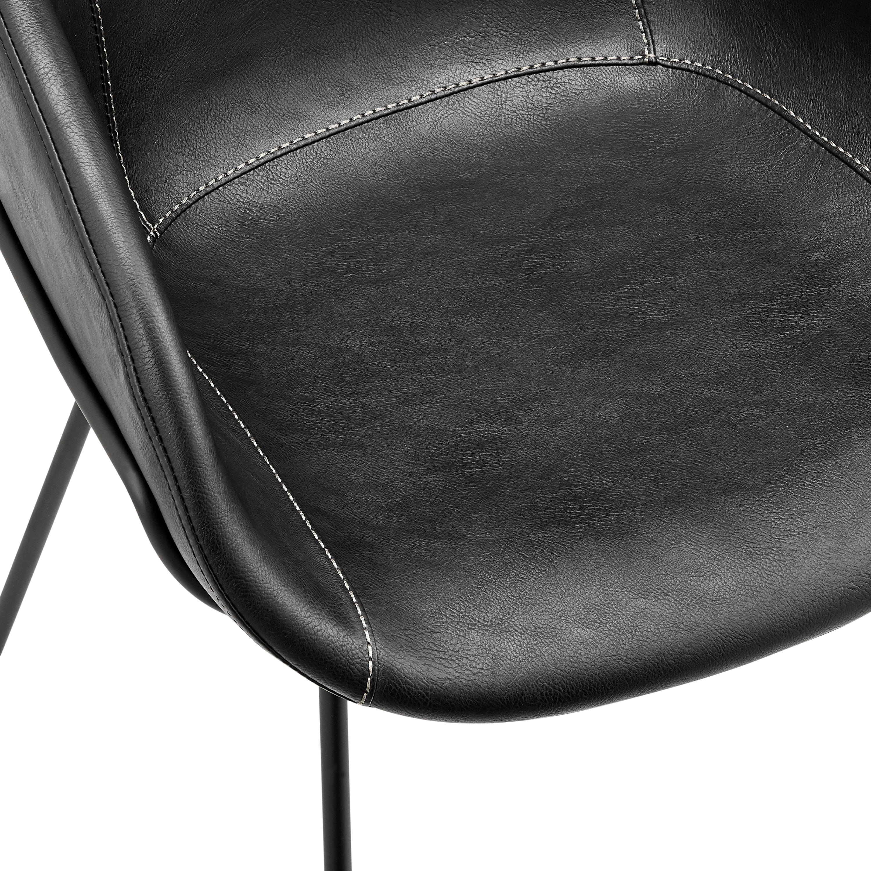 Zach Armchair with Leatherette and Powder Coated Steel Frame and Legs - Set of 2 - Frankwebs
