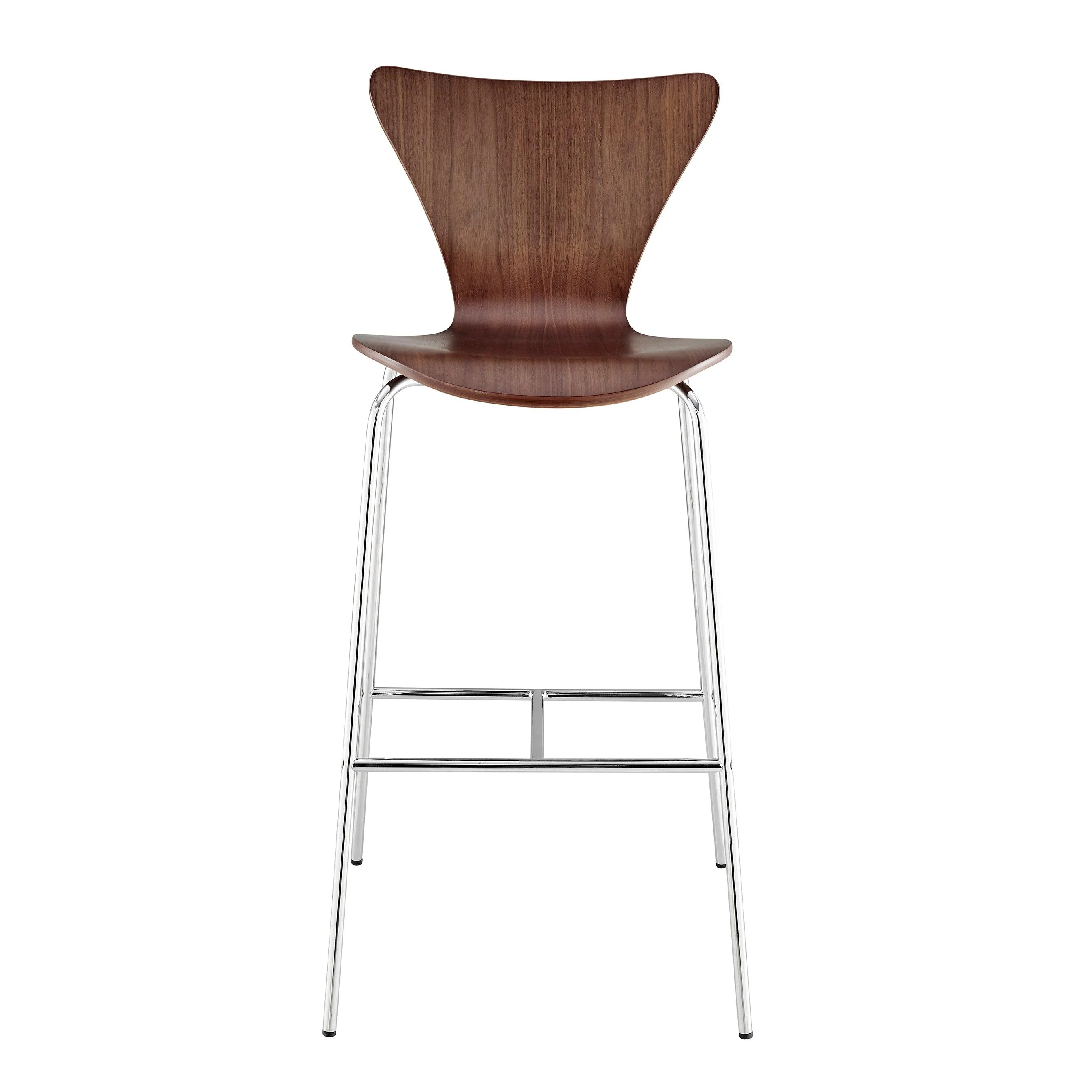 Tendy Bar Stool in American Walnut with Chrome Legs  - Set of 4 - Frankwebs