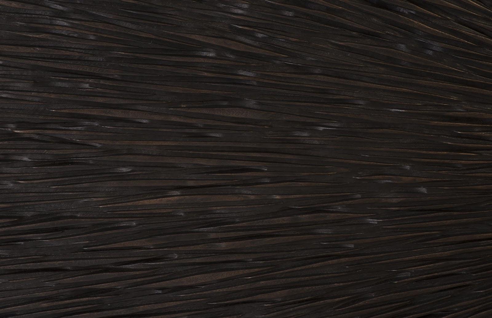 Chainsaw Dining Table with Glass, Burnt Black, Black Iron U Legs - Frankwebs