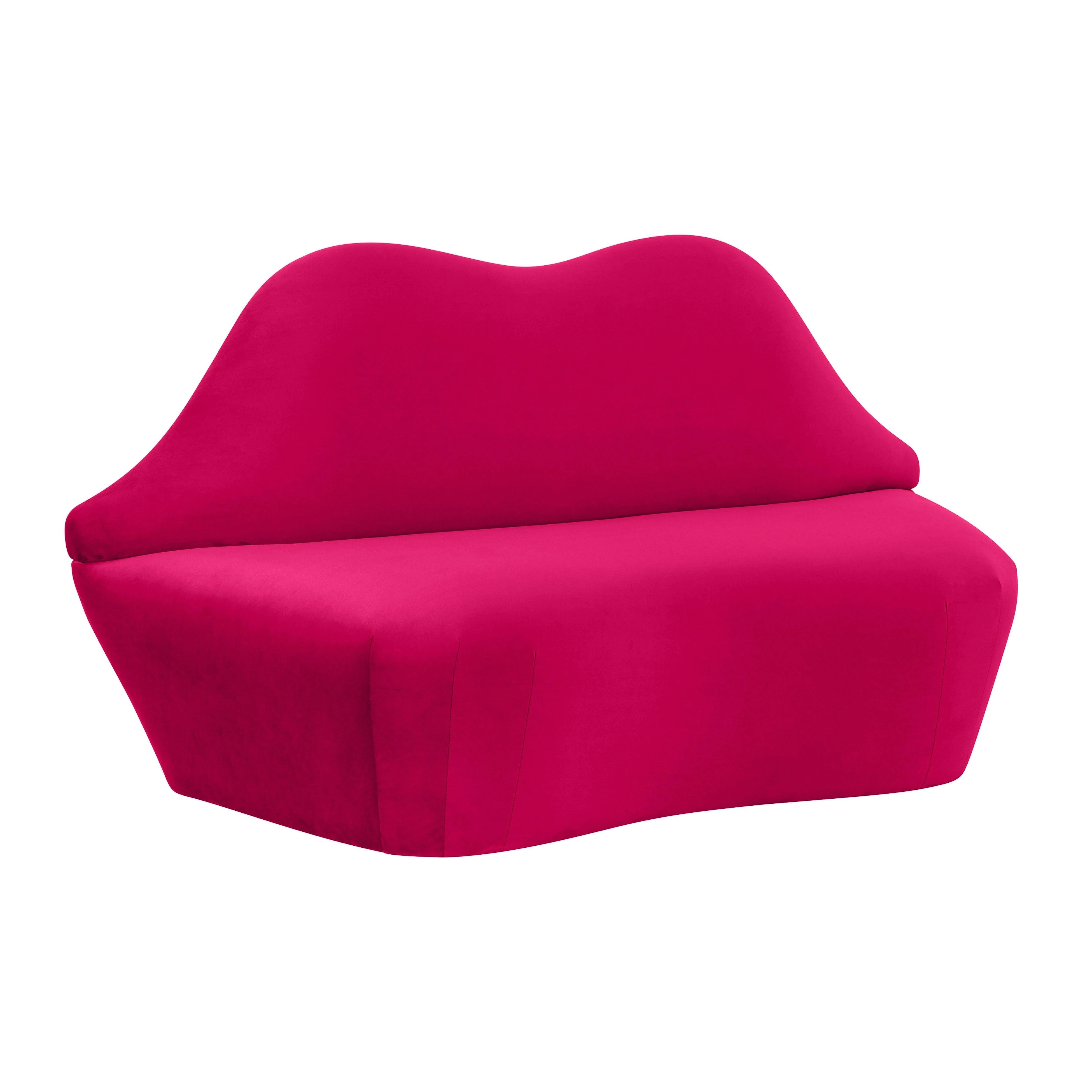 Lips Hot Pink Velvet Settee - Frankwebs