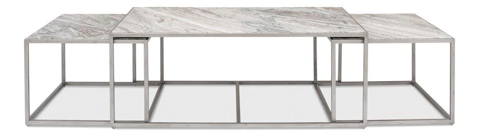 Set Of 3 Nesting Low Tables - Marble Tops - Frankwebs