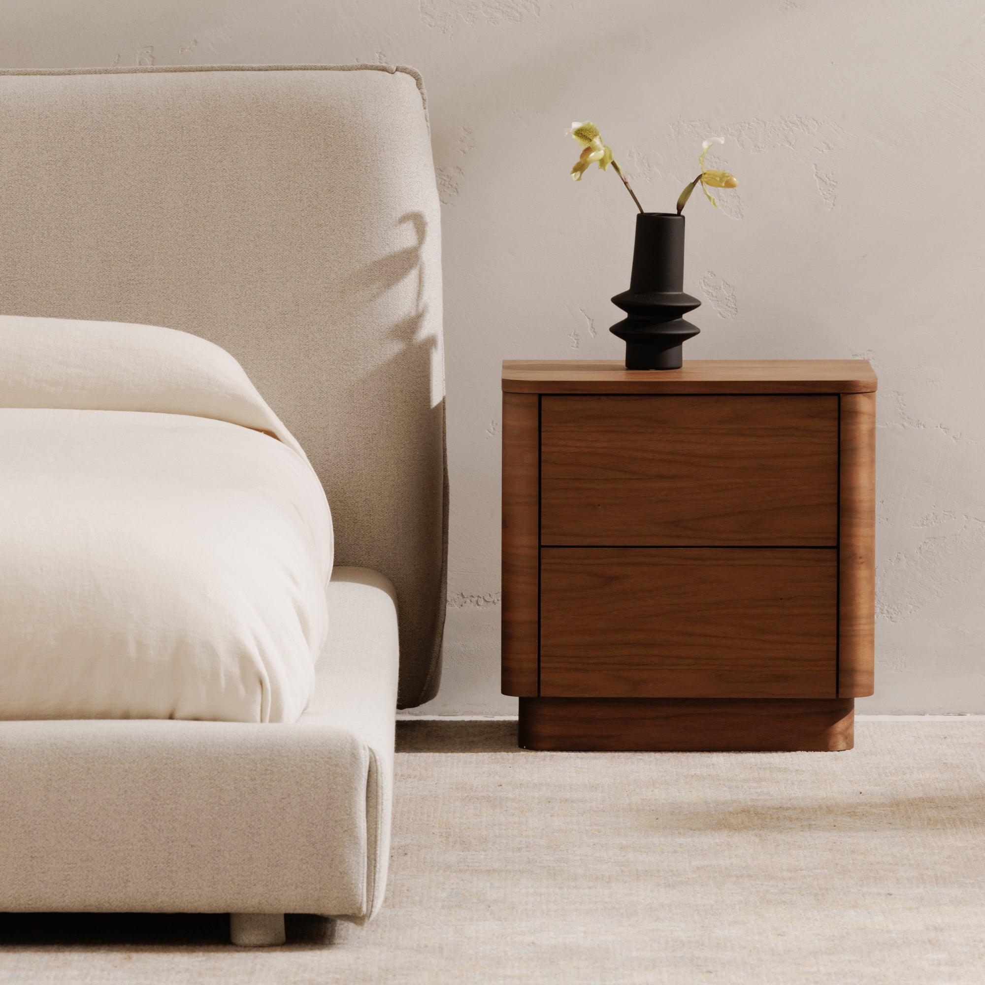 Round Off Tall Nightstand Walnut - Frankwebs