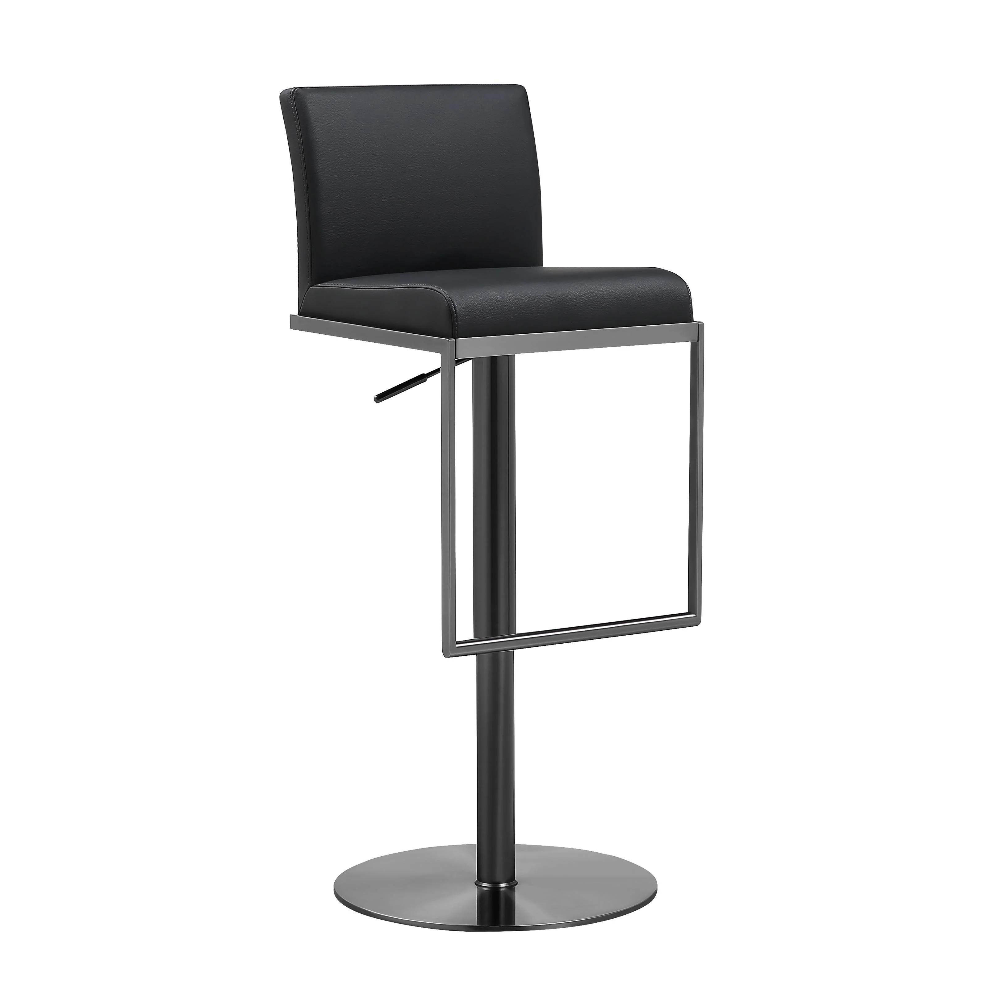 Amalfi Black on Black Vegan Leather Stool - Frankwebs