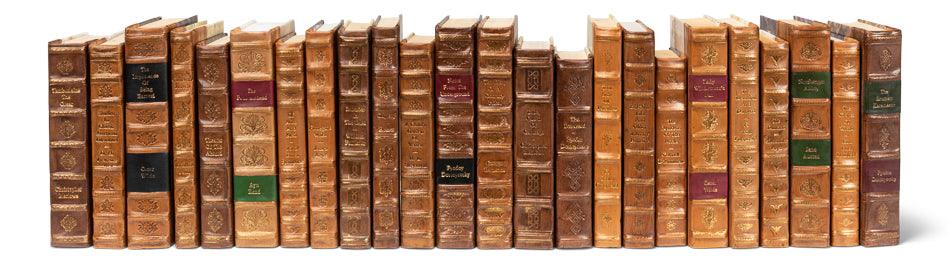 Faux Tan Leather Books - Set Of 24 - Frankwebs