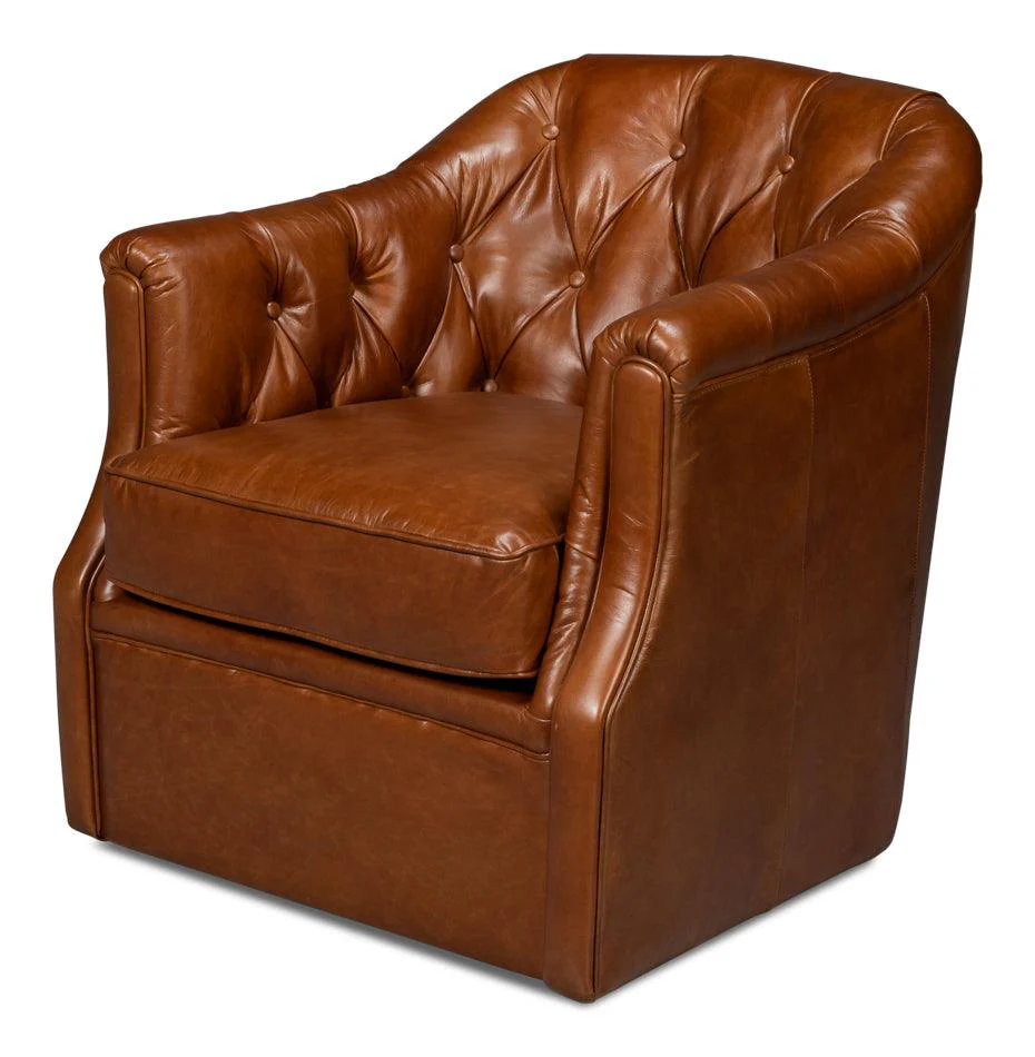 Coolidge Leather Swivel Chair Havana Brn - Frankwebs