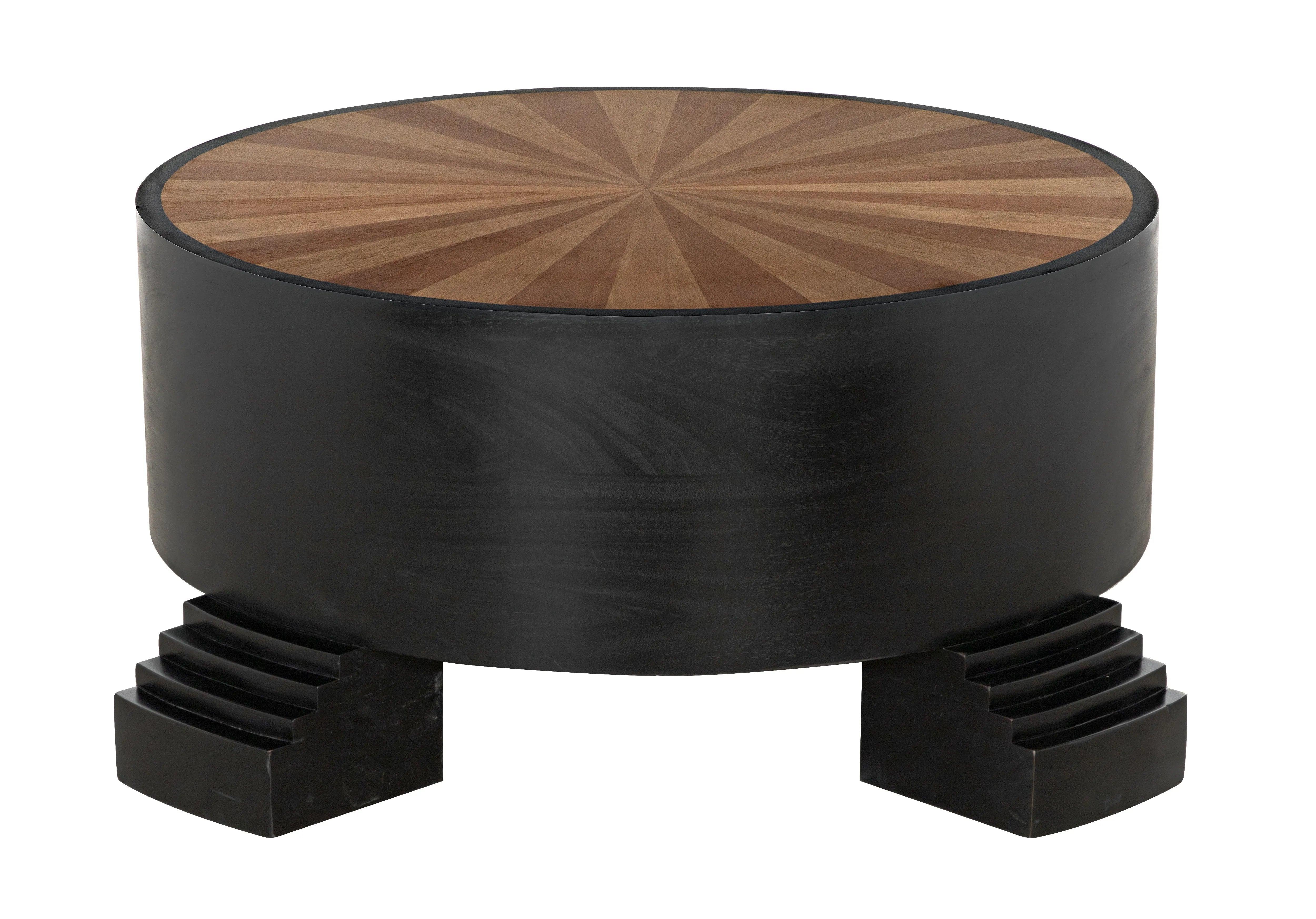 Tambour Coffee Table, Hand Rubbed Black with Veneer Top - Frankwebs