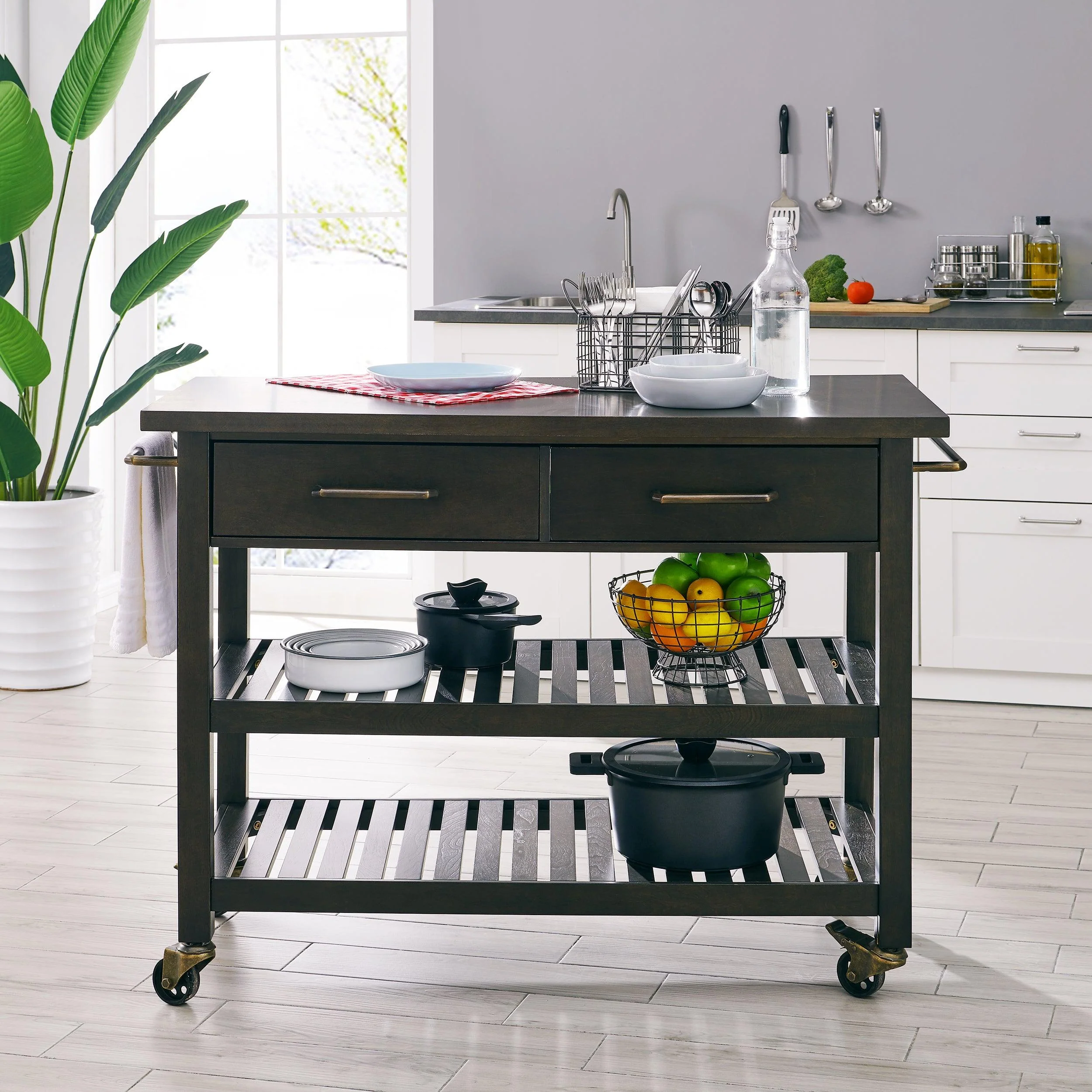 Holly & Martin Havelock Farmhouse Rolling Kitchen Island - Frankwebs