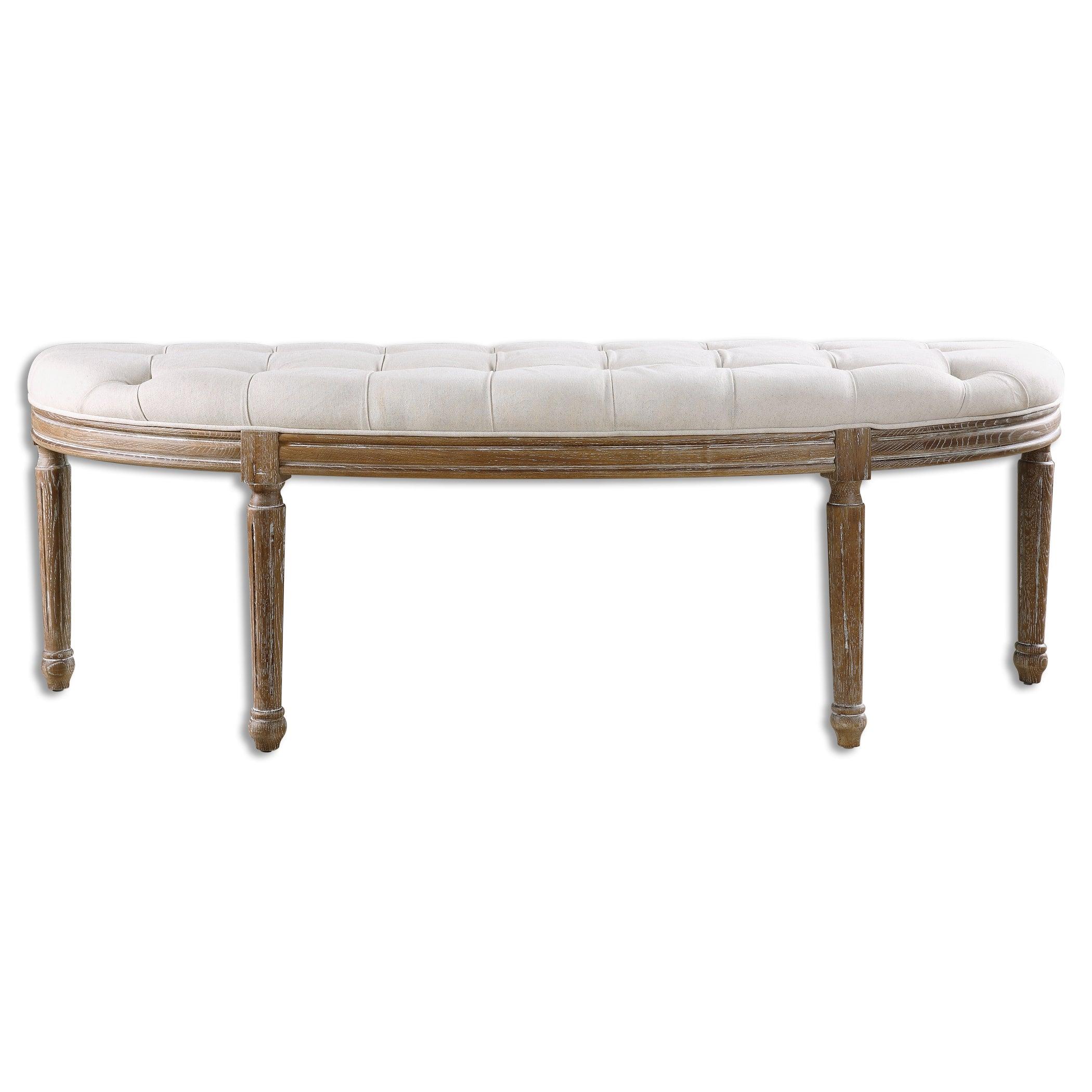 Leggett Tufted White Bench - Frankwebs