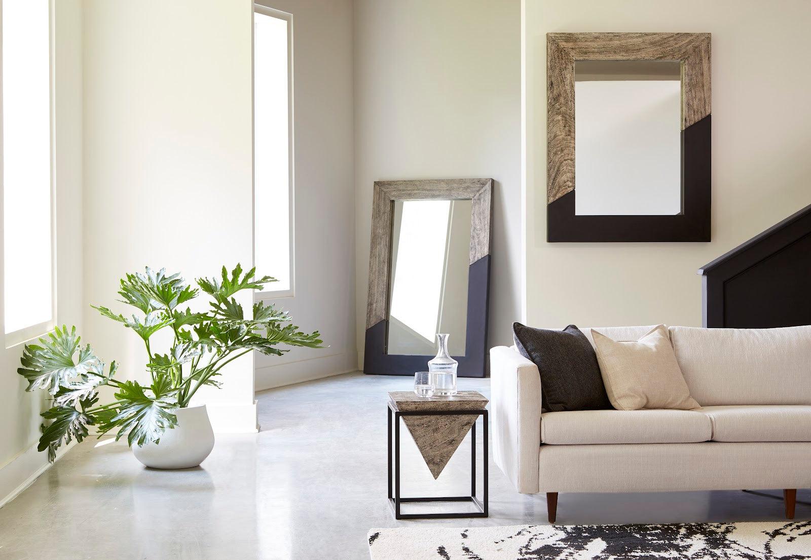 Inverted Pyramid Side Table, Gray Stone, Wood/Metal, Black, SM - Frankwebs