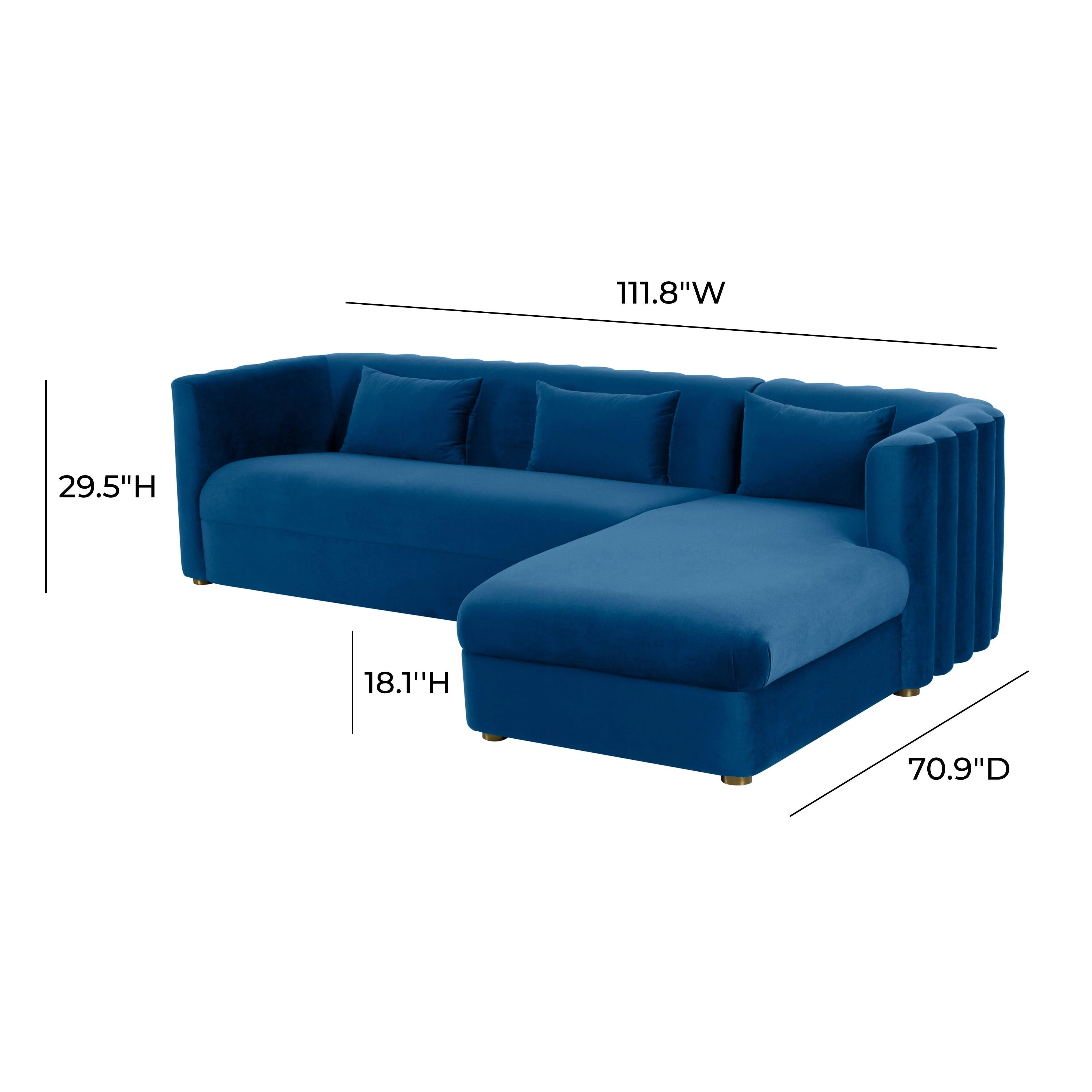 Callie Navy Velvet Sectional - RAF - Frankwebs
