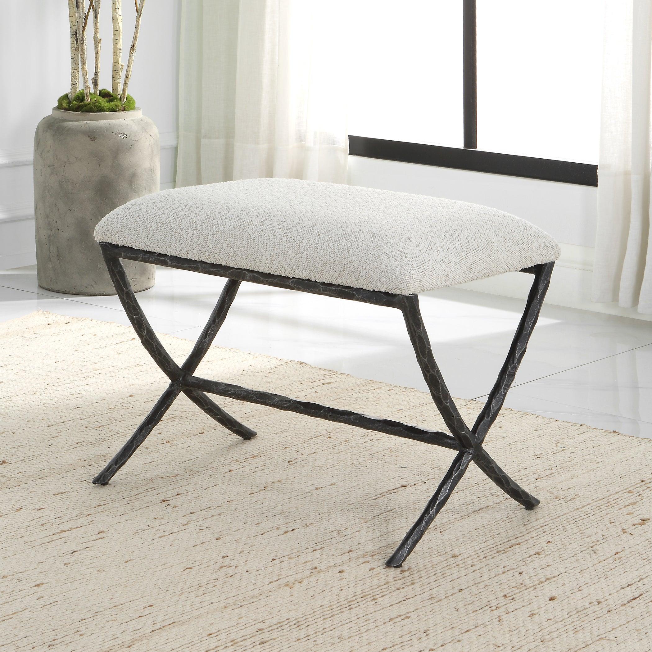 Brisby Gray Fabric Small Bench - Frankwebs
