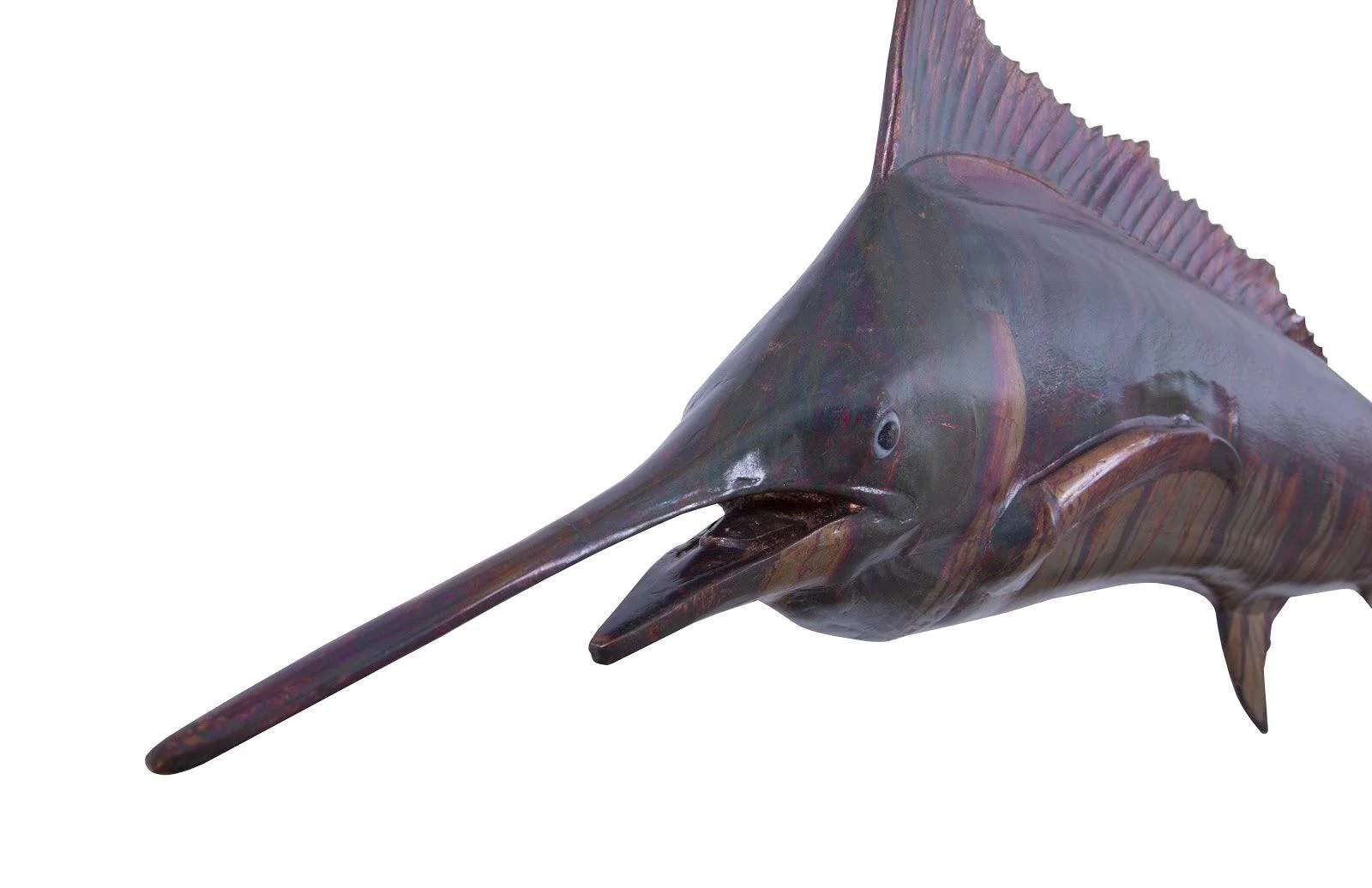 Blue Marlin Fish Wall Sculpture, Resin, Copper Patina Finish - Frankwebs