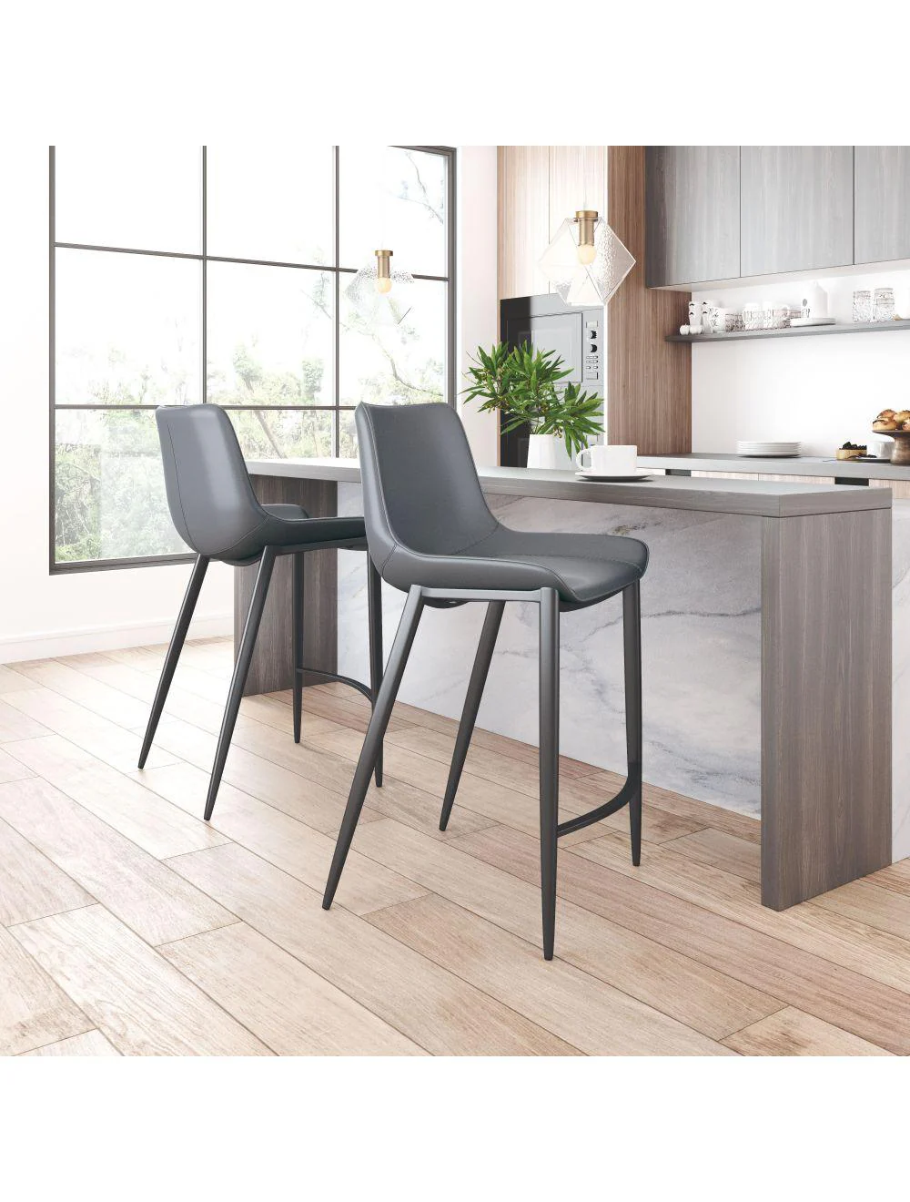 Magnus Bar Chair (Set of 2) Dark Gray & Black - Frankwebs