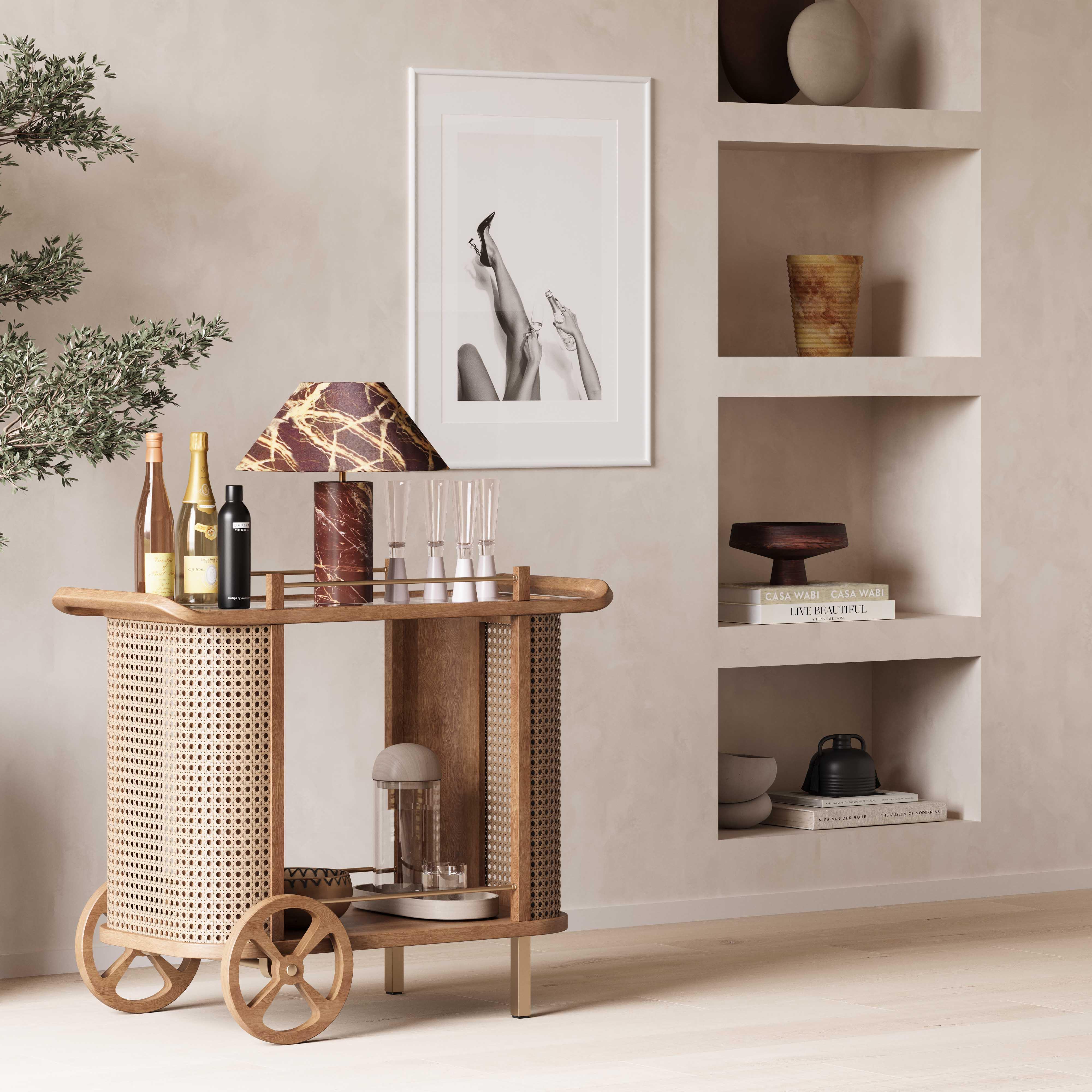 Yuma Natural Rattan Bar Cart - Frankwebs