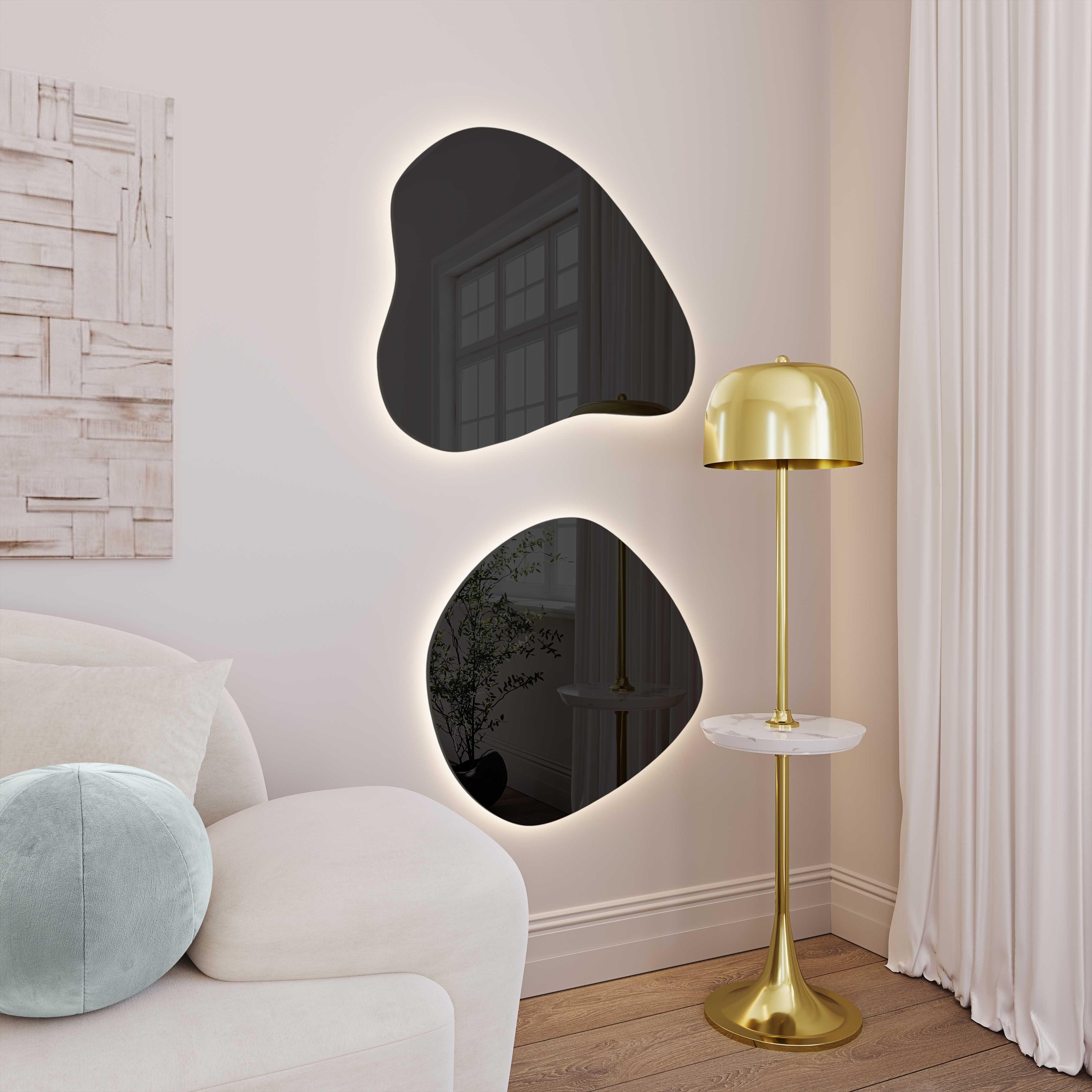 Phoebe LED Teardrop Black Tinted Wall Mirror - Frankwebs