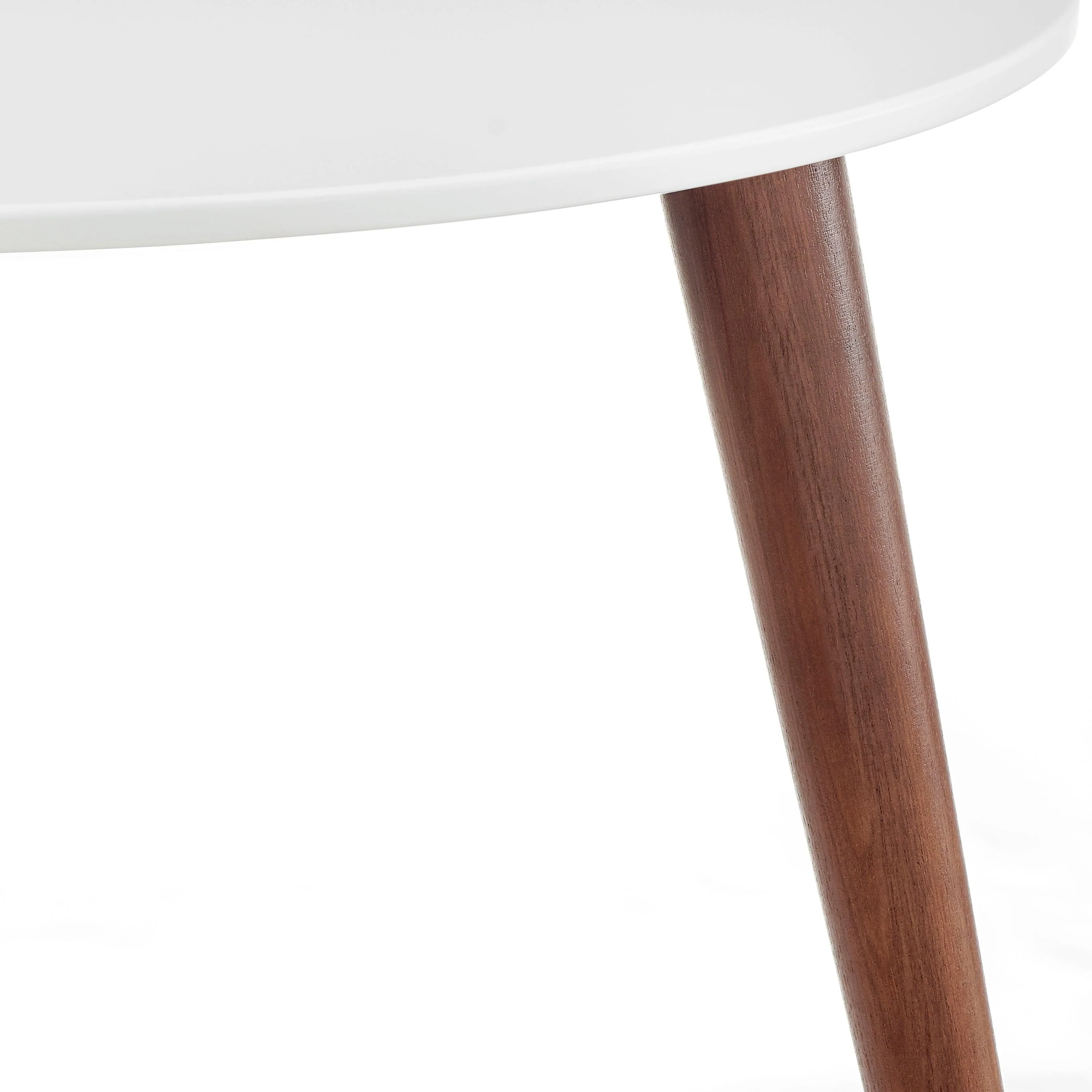 Manon Round Side Table in Matte White with Dark Walnut Legs - Frankwebs