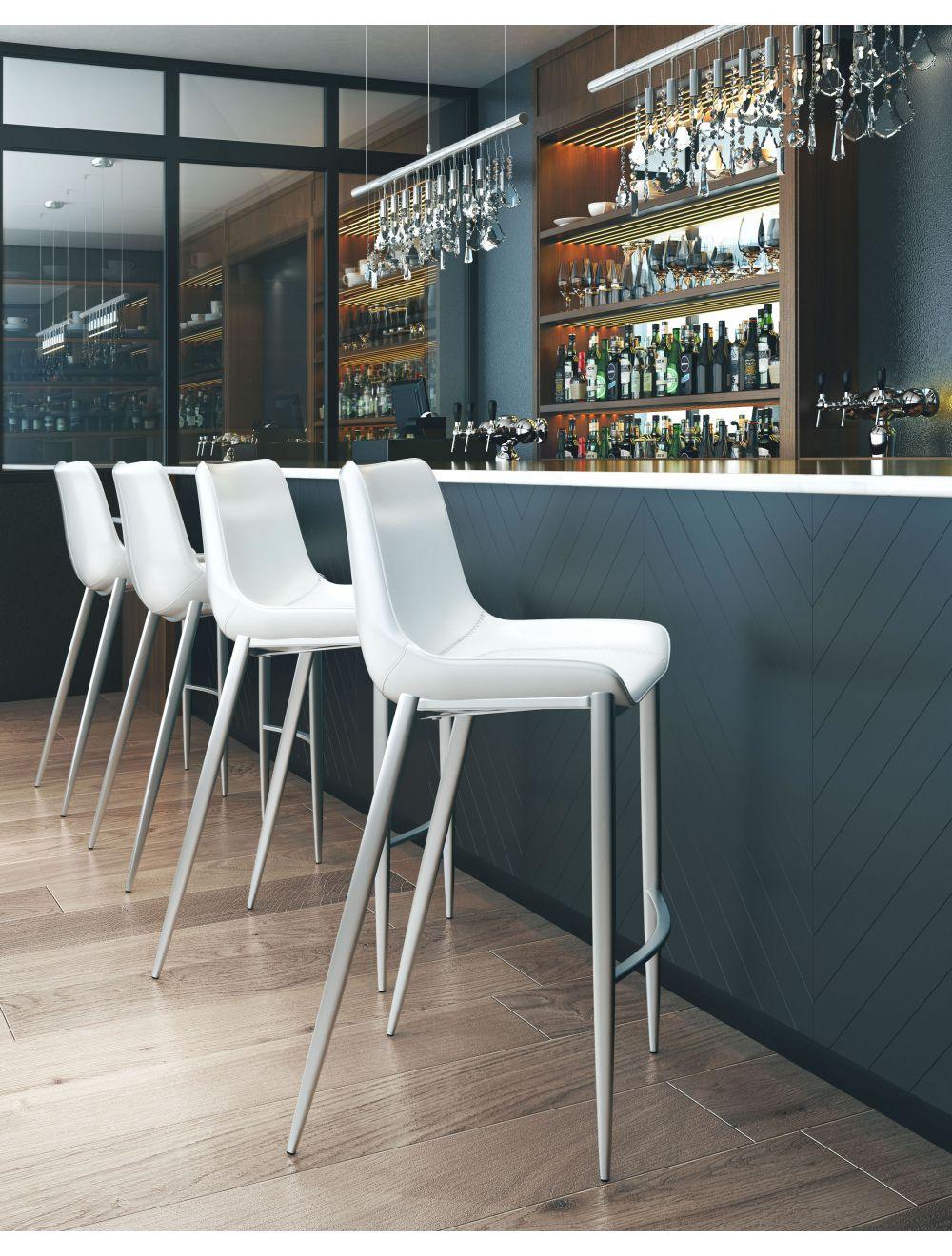 Magnus Bar Chair (Set of 2) White & Silver - Frankwebs