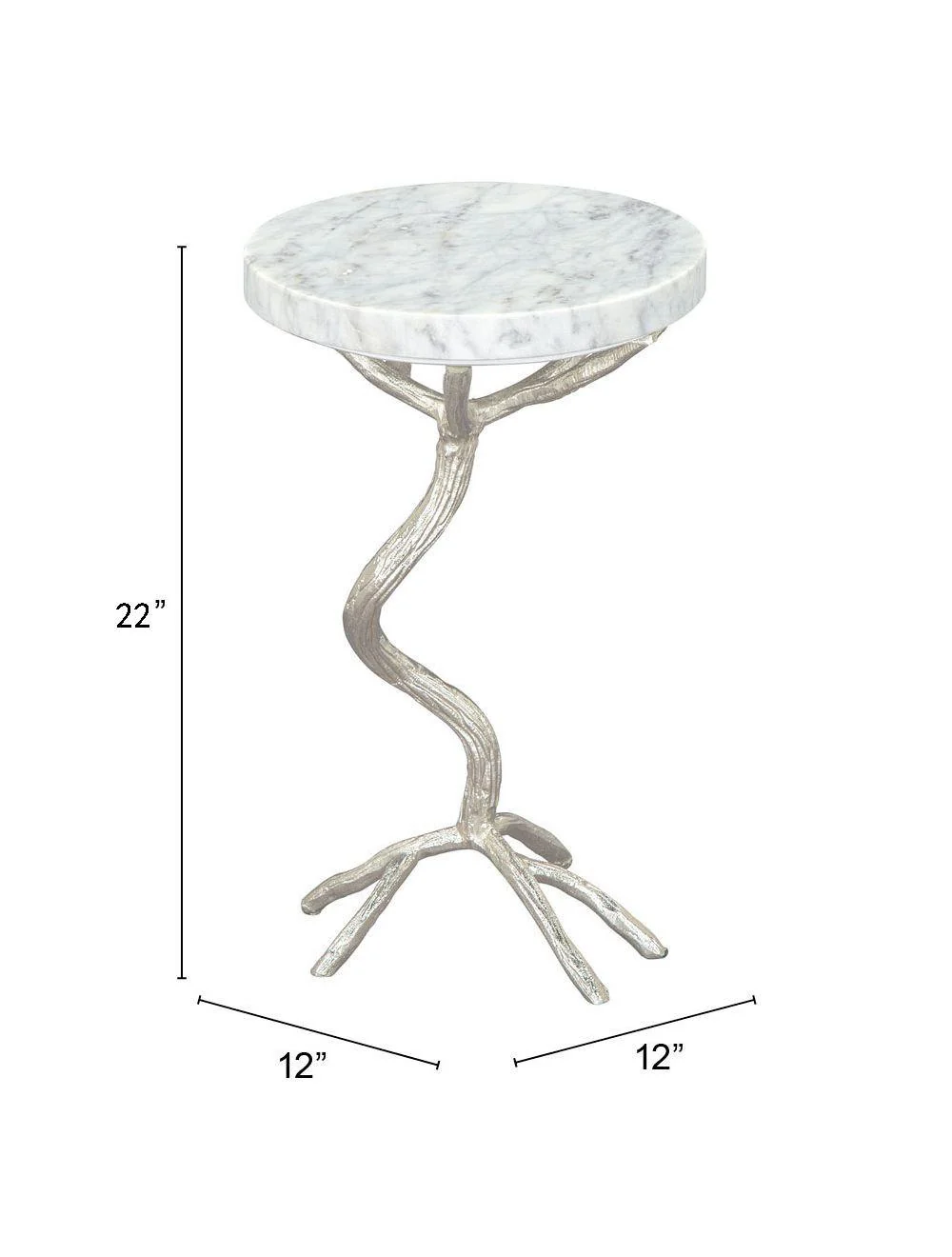 Joel Side Table White & Silver - Frankwebs