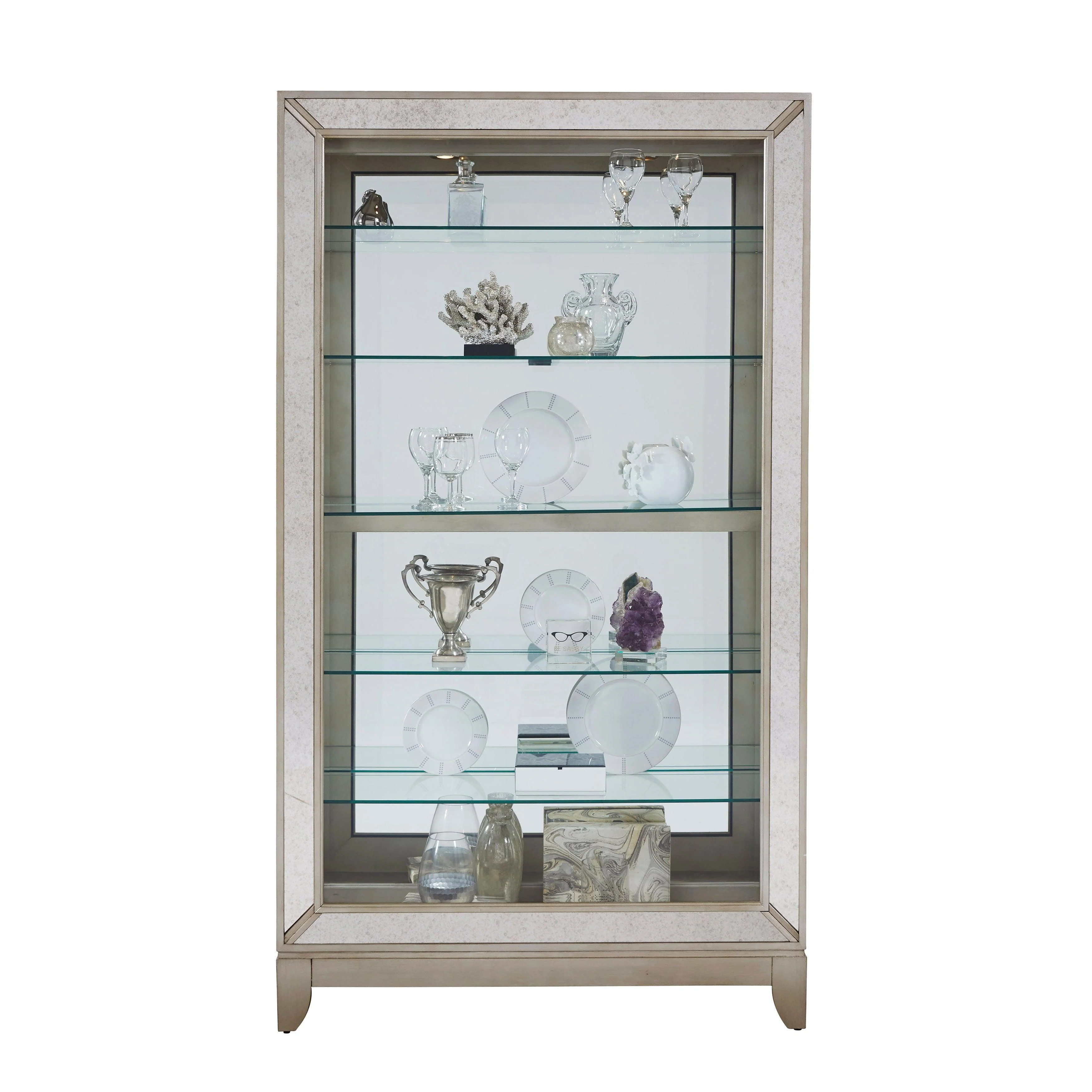 Antique Style 5 Shelf Mirrored Curio Cabinet - Frankwebs