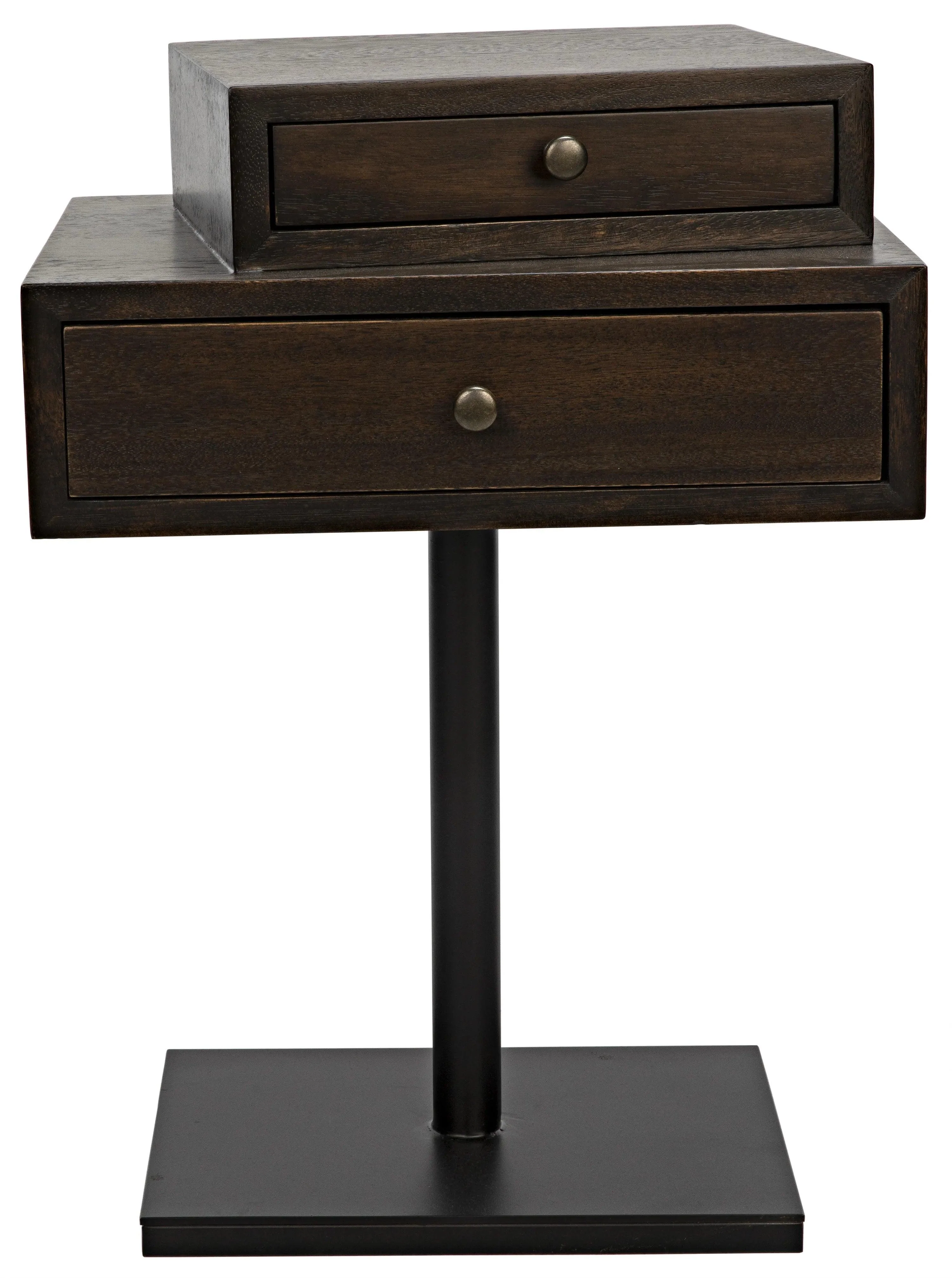 Enola Side Table, Ebony Walnut with Steel Base - Frankwebs