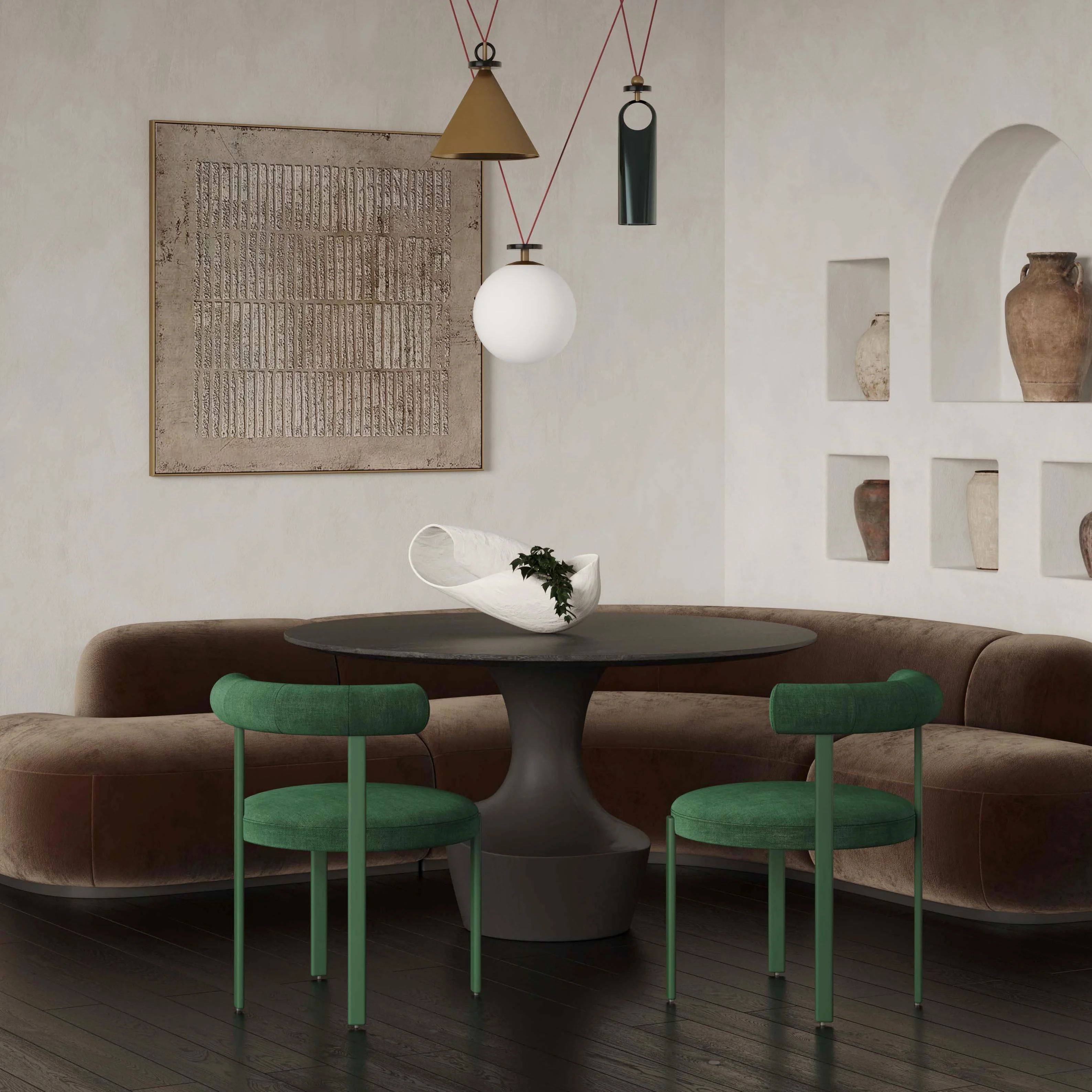 Margaret Forest Green Chenille Bolster Back Dining Chair - Frankwebs