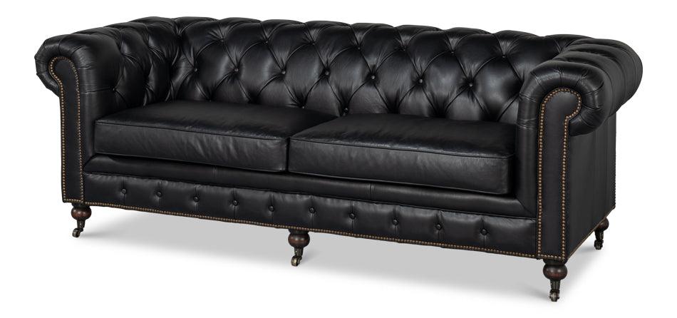 Castered Chesterfield Sofa Onyx Black - Frankwebs