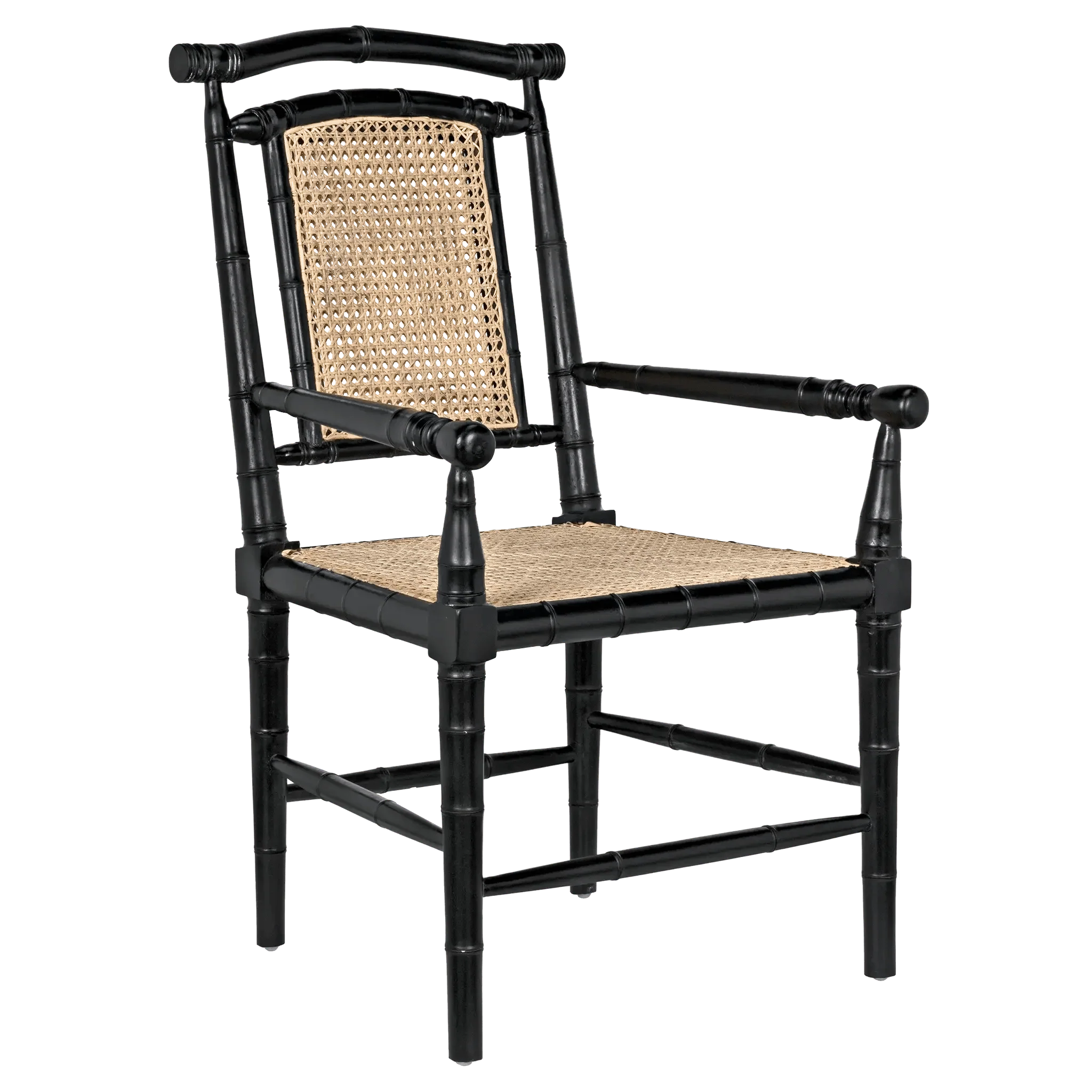 Colonial Bamboo Arm Chair, Hand Rubbed Black - Frankwebs