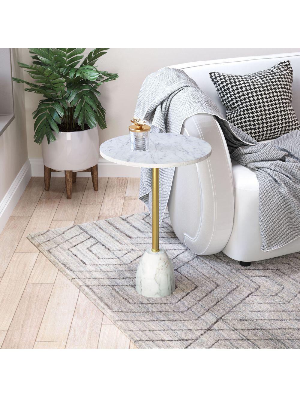Cynthia Side Table White & Gold - Frankwebs