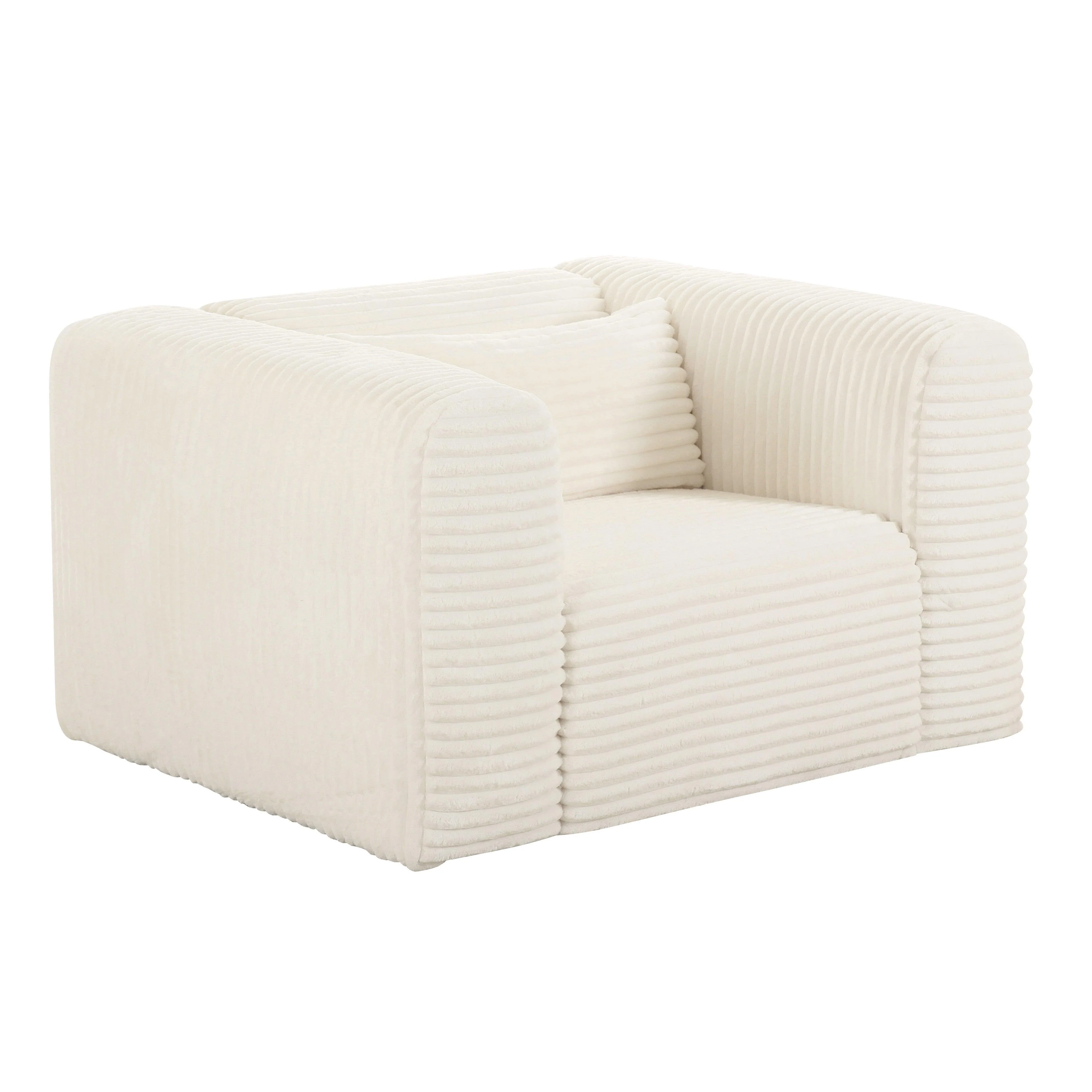 Tarra Fluffy Oversized Cream Corduroy Armchair - Frankwebs