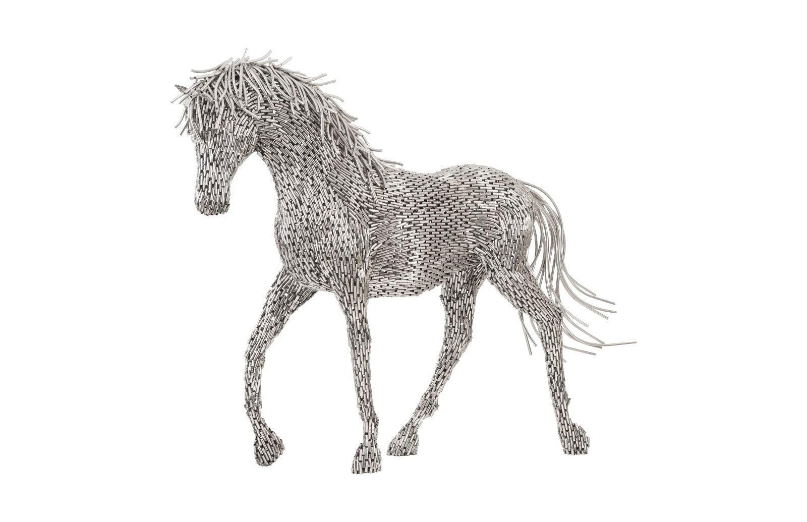 Horse Pipe Sculpture, Walking, Stainless Steel - Frankwebs