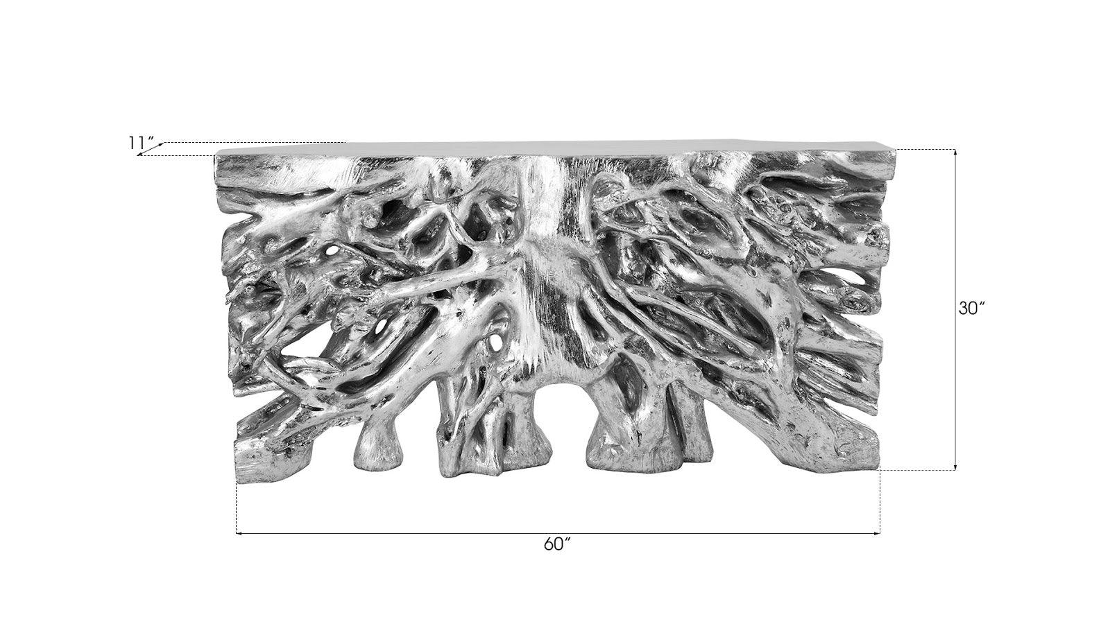 Square Root Console Table, Silver Leaf - Frankwebs