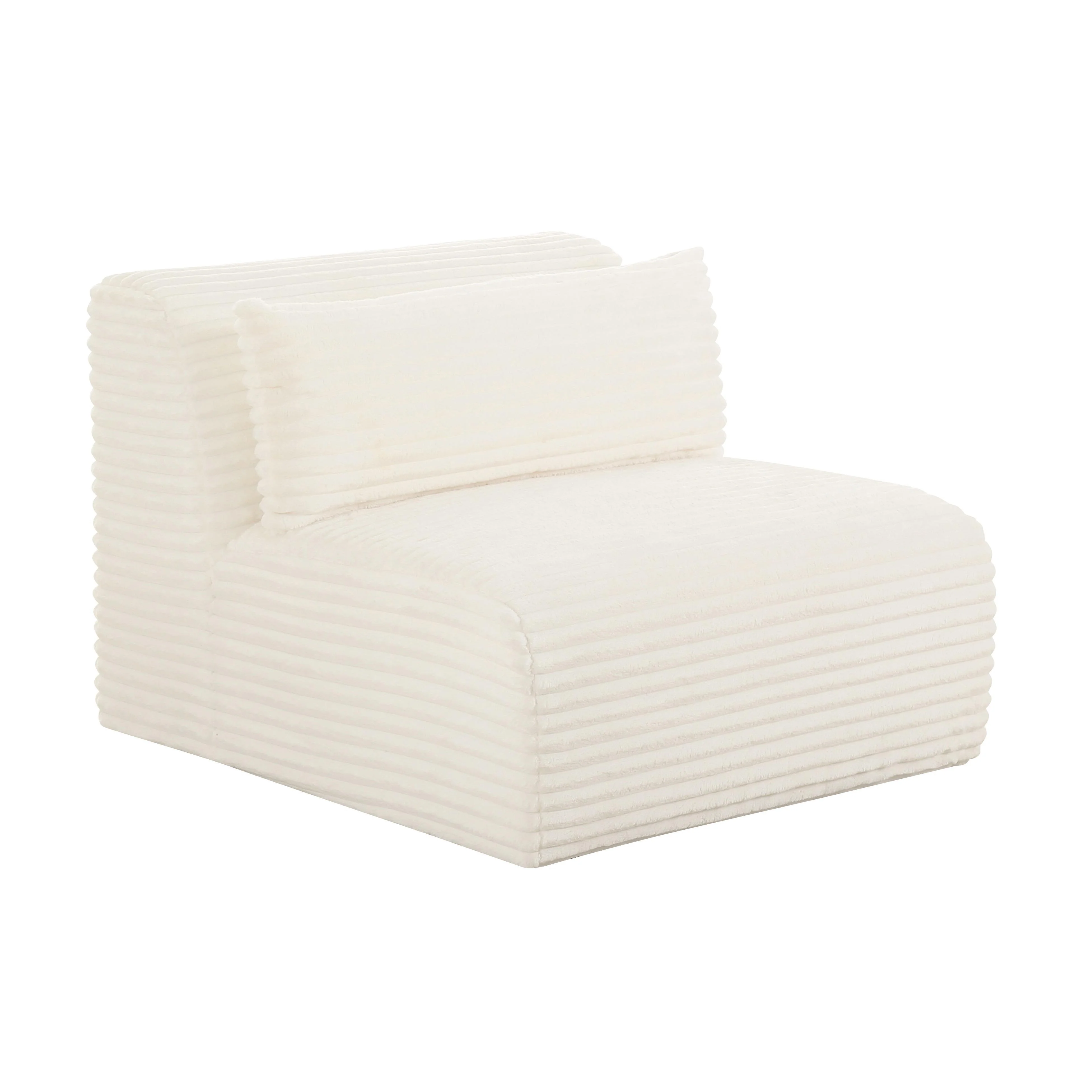 Tarra Fluffy Oversized Cream Corduroy Modular Armless Chair - Frankwebs