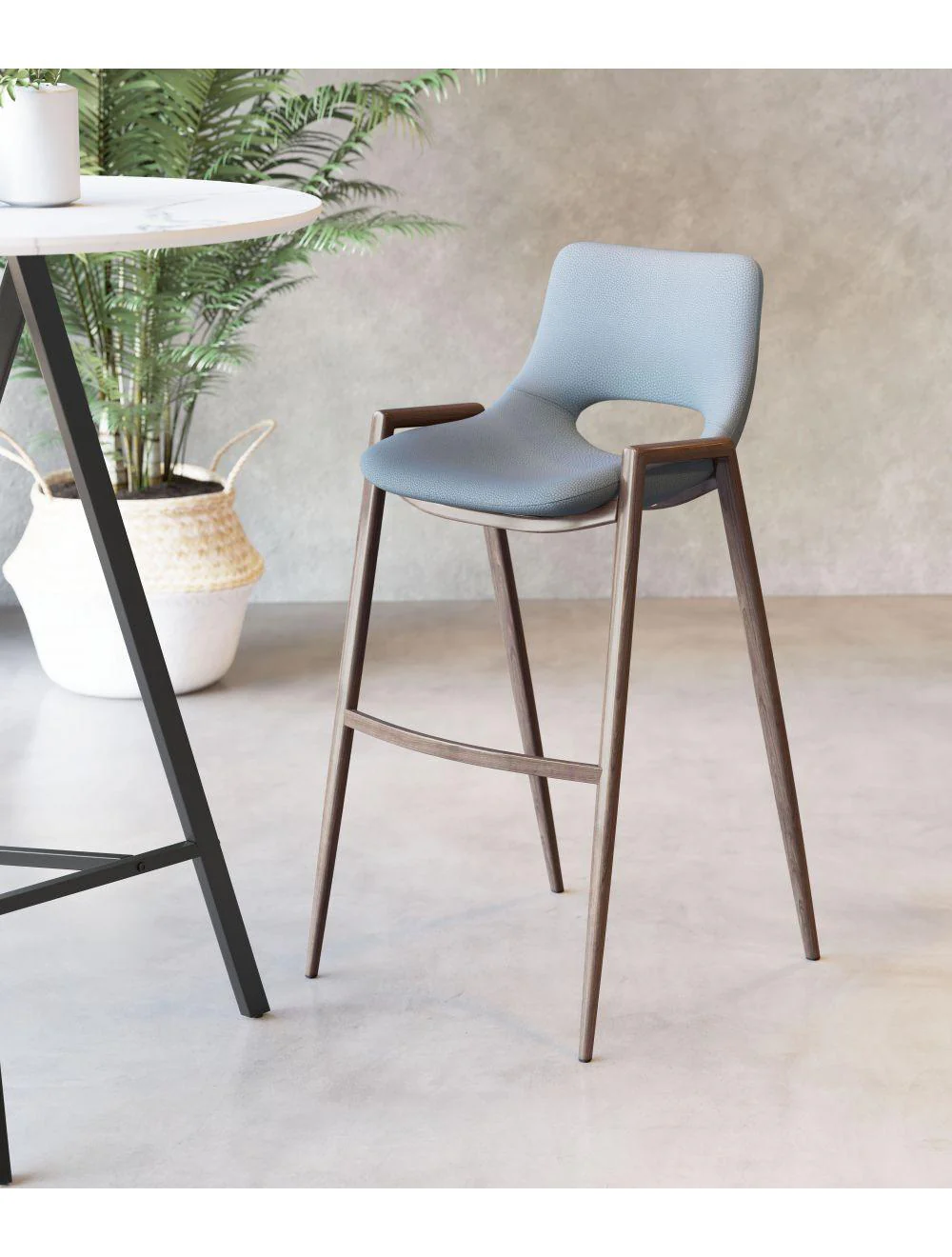 Desi Bar Chair (Set of 2) Gray & Walnut - Frankwebs