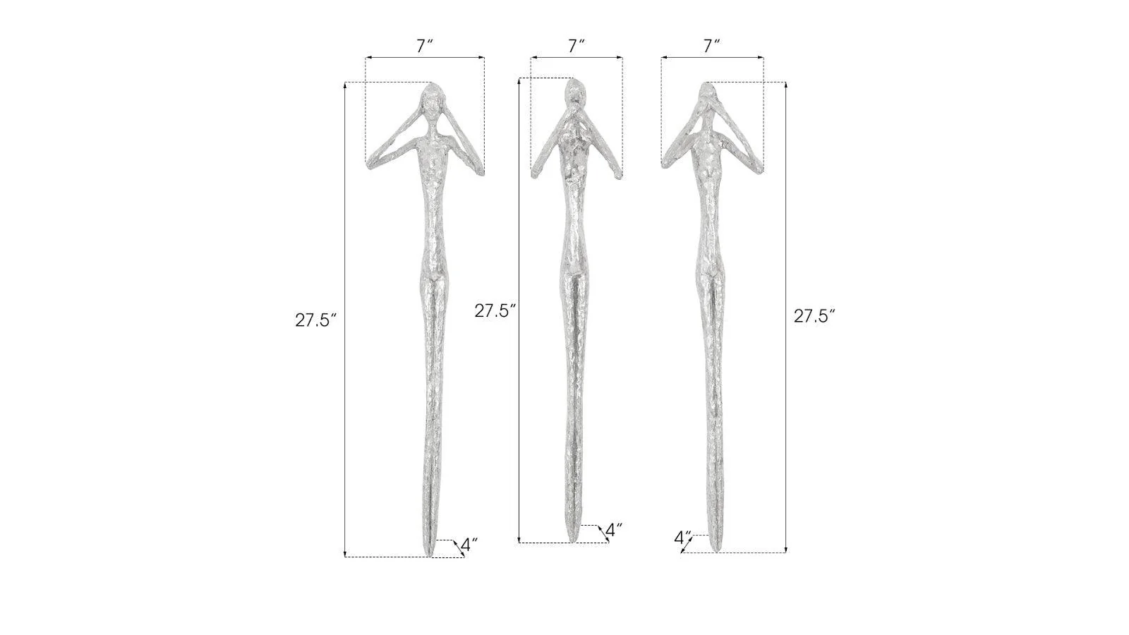 See,Hear,Speak no Evil Set of 3 Silver Leaf, Silver Leaf, Set Of 3 - Frankwebs