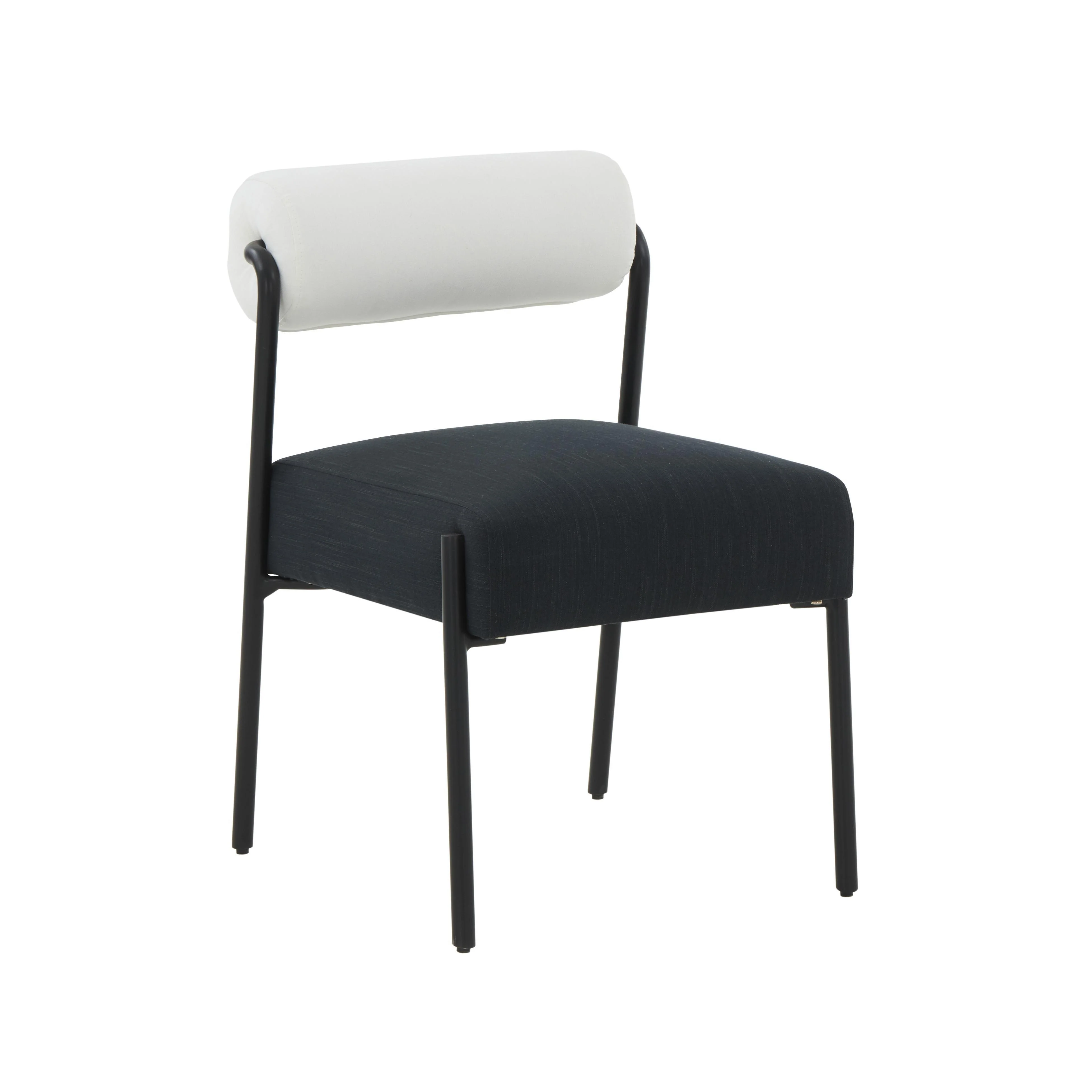 Jolene Cream and Black Linen Dining Chair - Set of 2 - Frankwebs