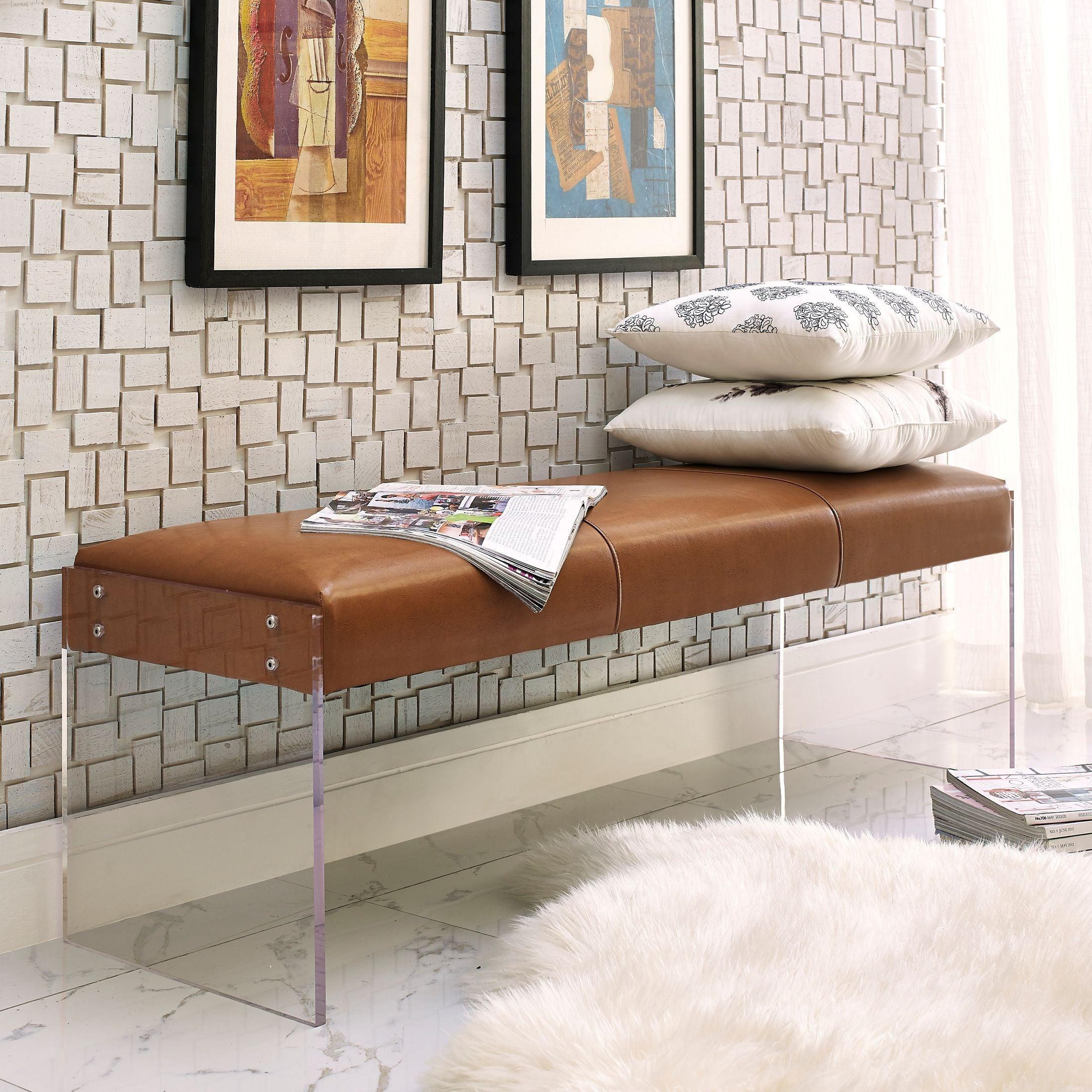 Envy Brown Leather/Acrylic Bench - Frankwebs