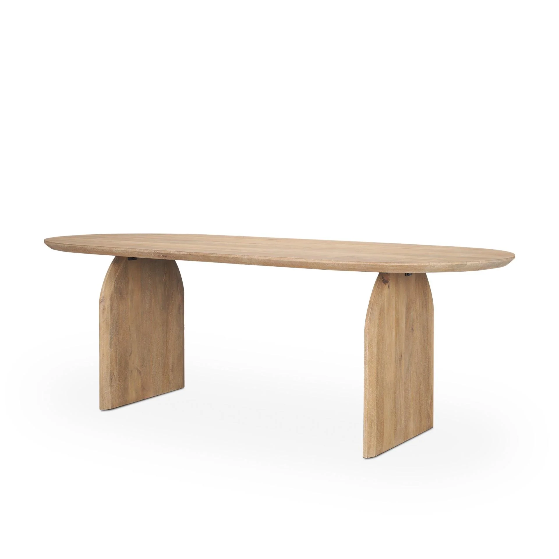 Isla Oval Dining Table w/Light Brown Wood Top & Arched Legs - Frankwebs