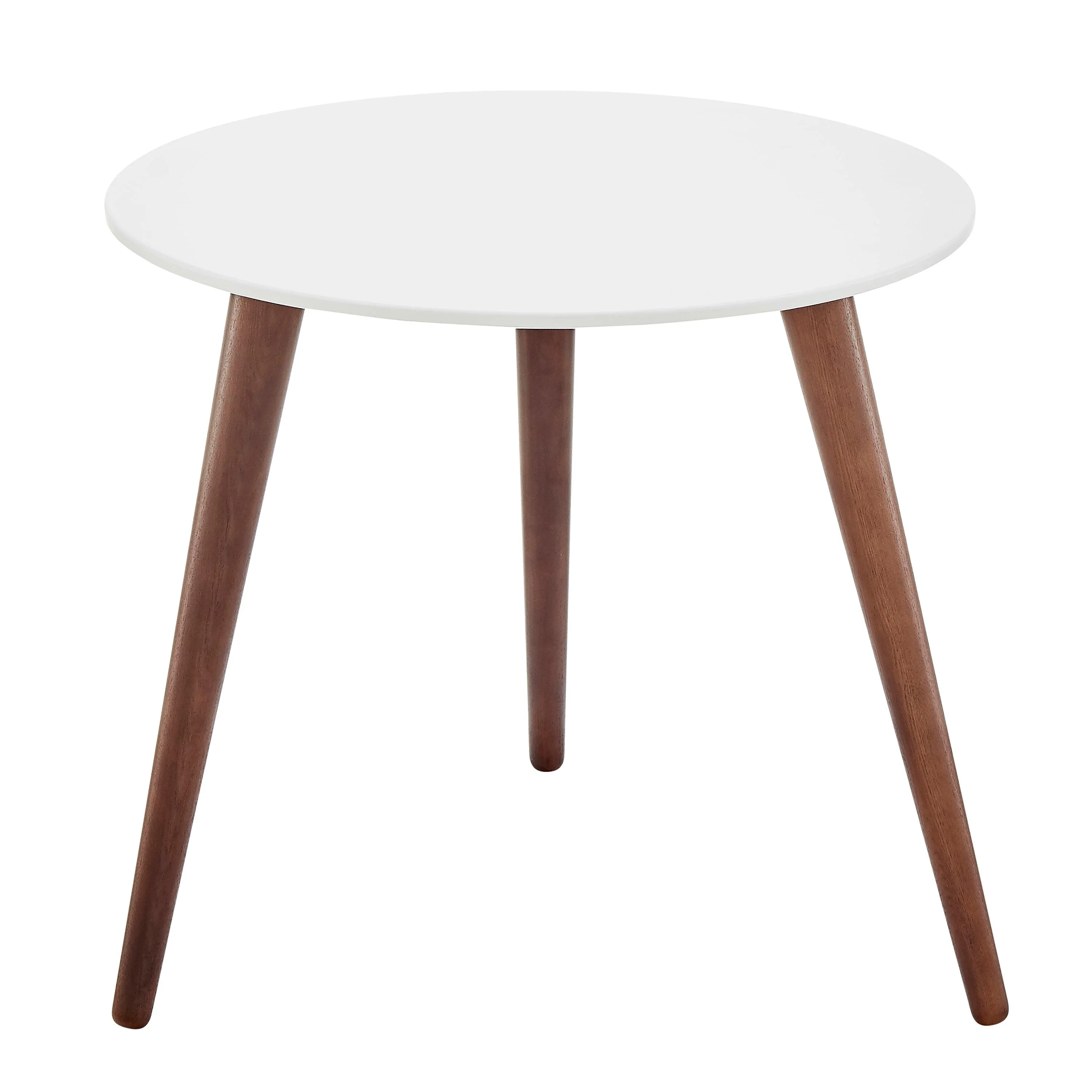Manon Round Side Table in Matte White with Dark Walnut Legs - Frankwebs