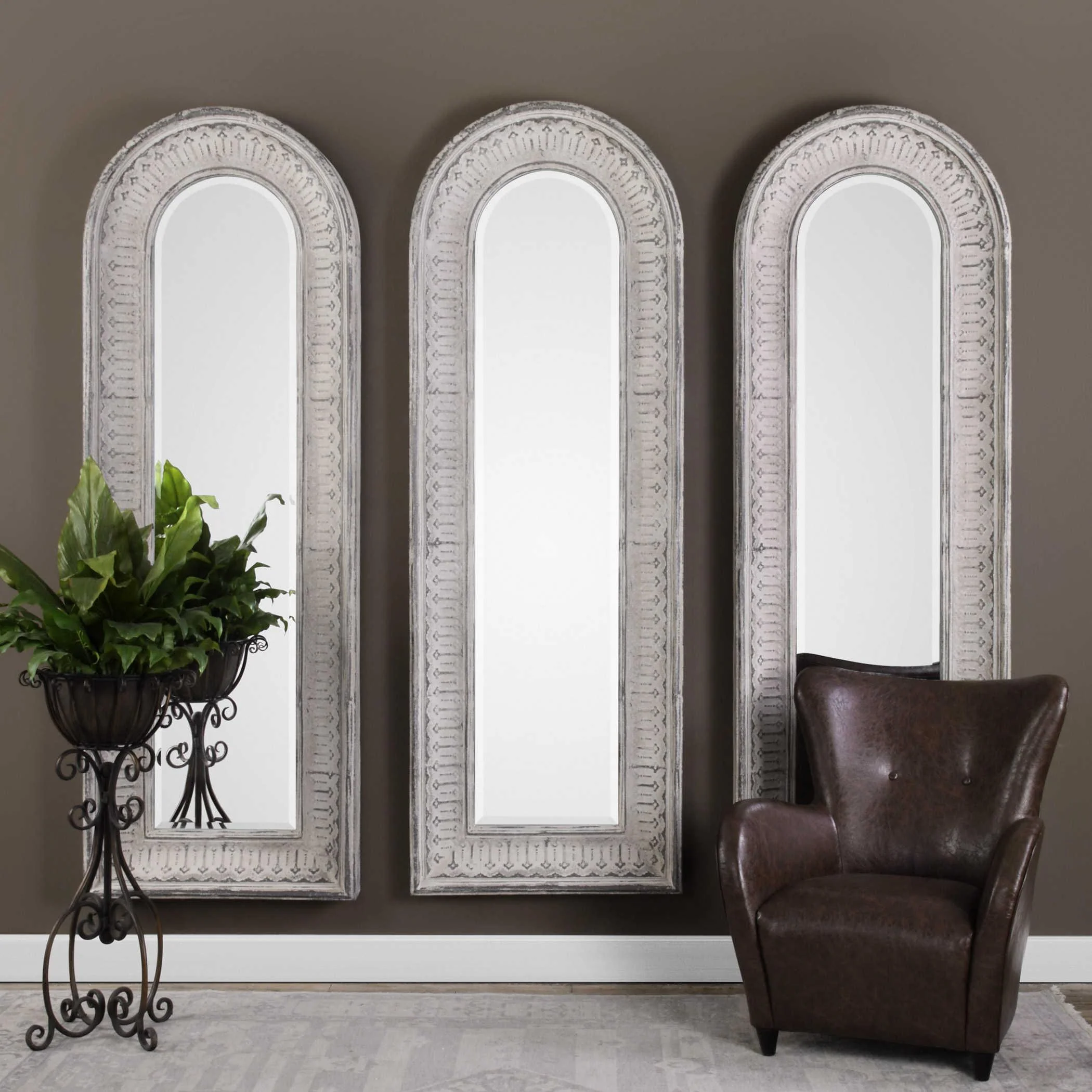 ARGENTON AGED GRAY ARCH MIRROR - Frankwebs