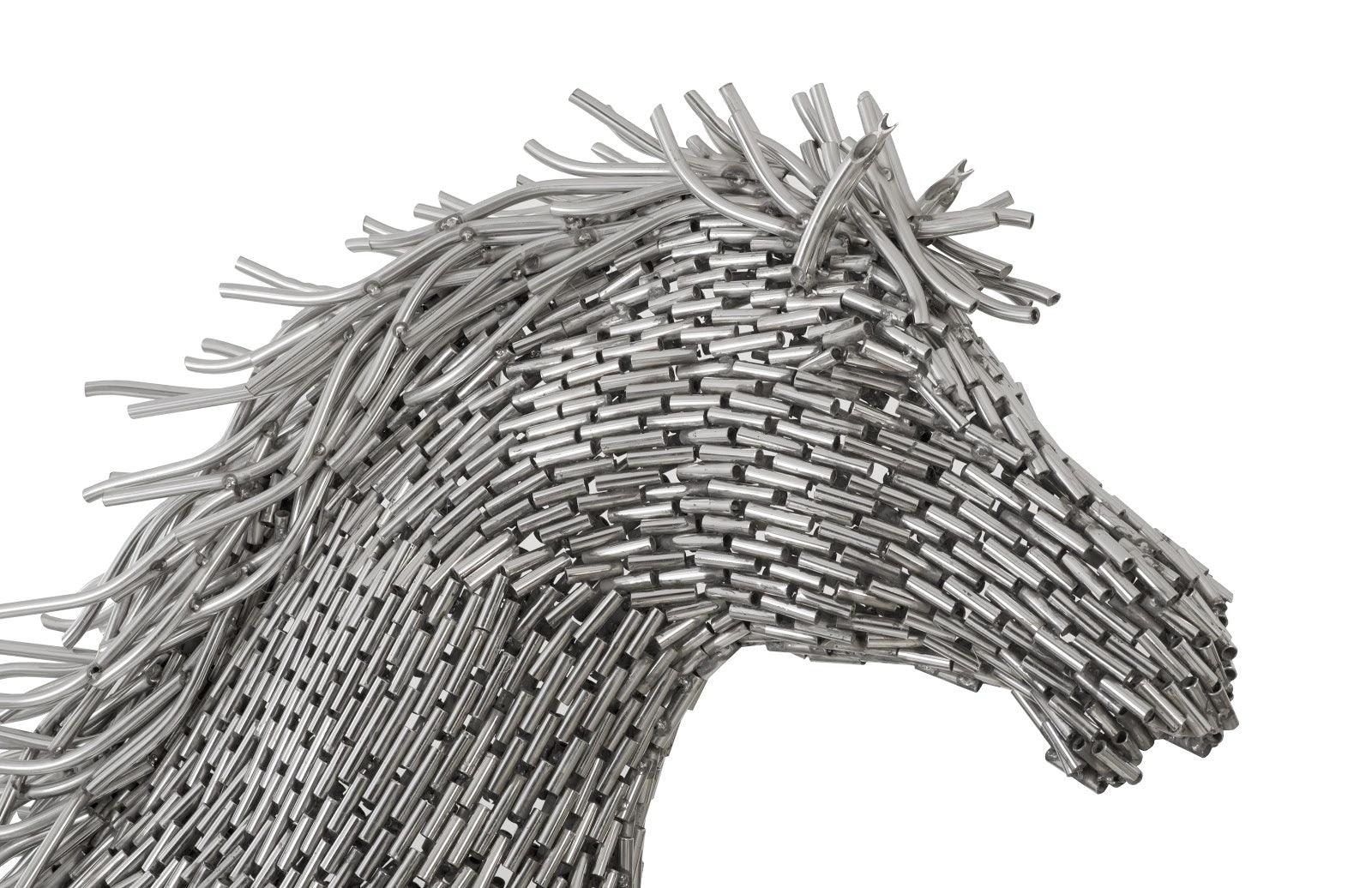 Horse Pipe Sculpture, Galloping, Stainless Steel - Frankwebs