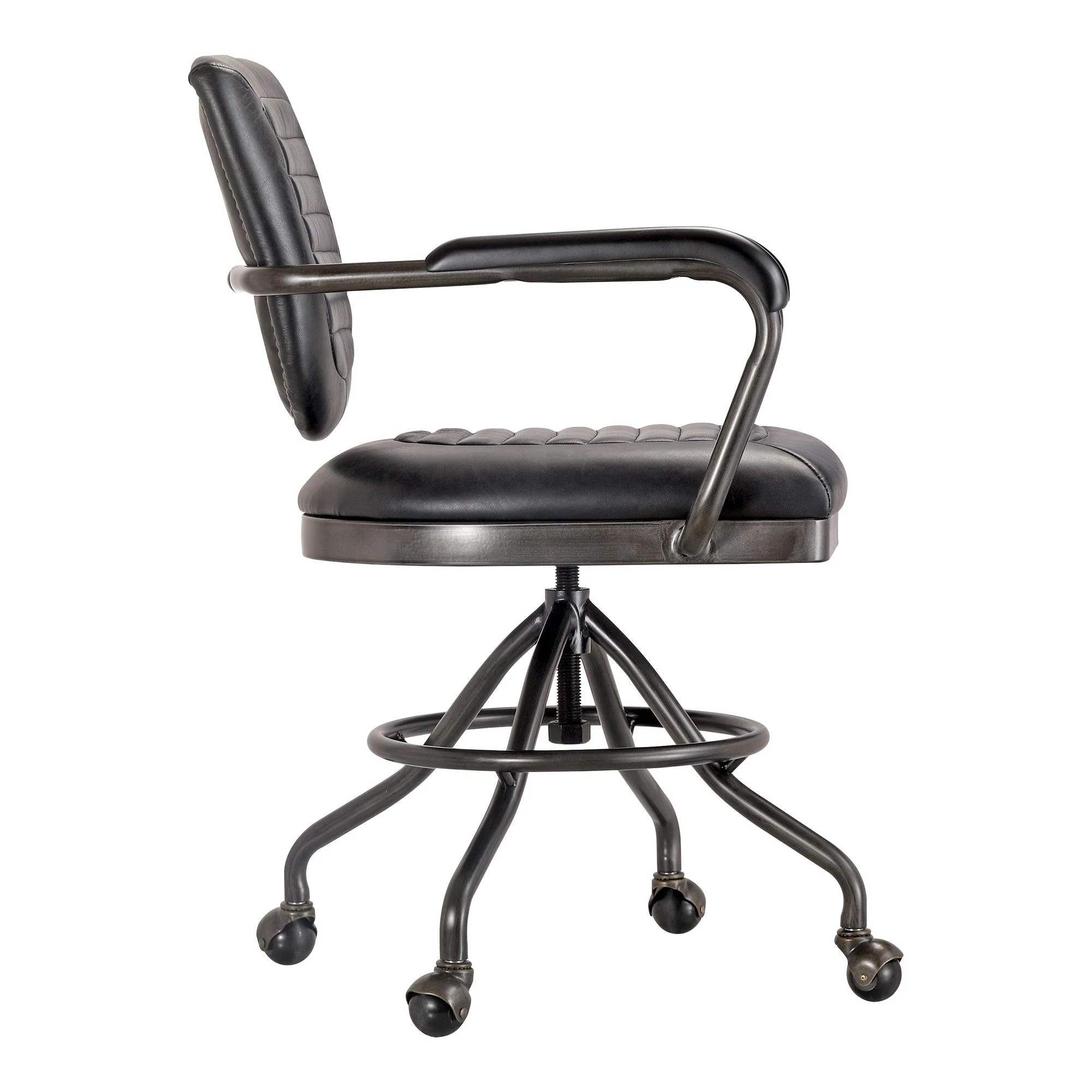 Foster Swivel Desk Chair Onyx Black Leather - Frankwebs