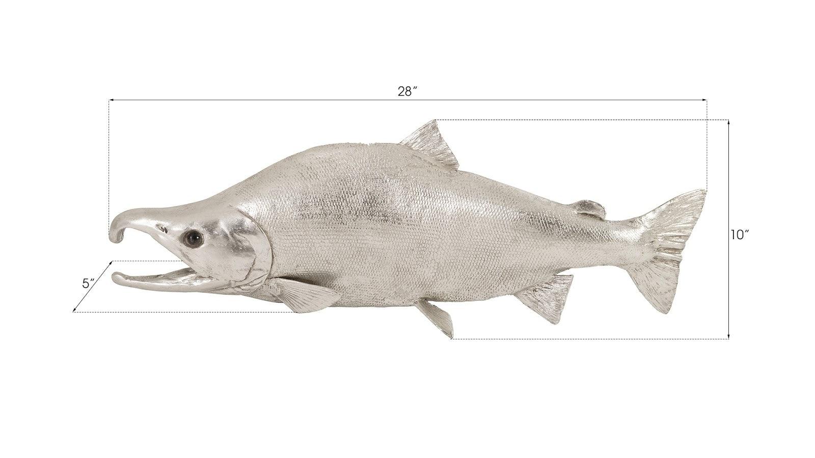 Sockeye Salmon Fish Wall Sculpture, Resin, Silver Leaf - Frankwebs