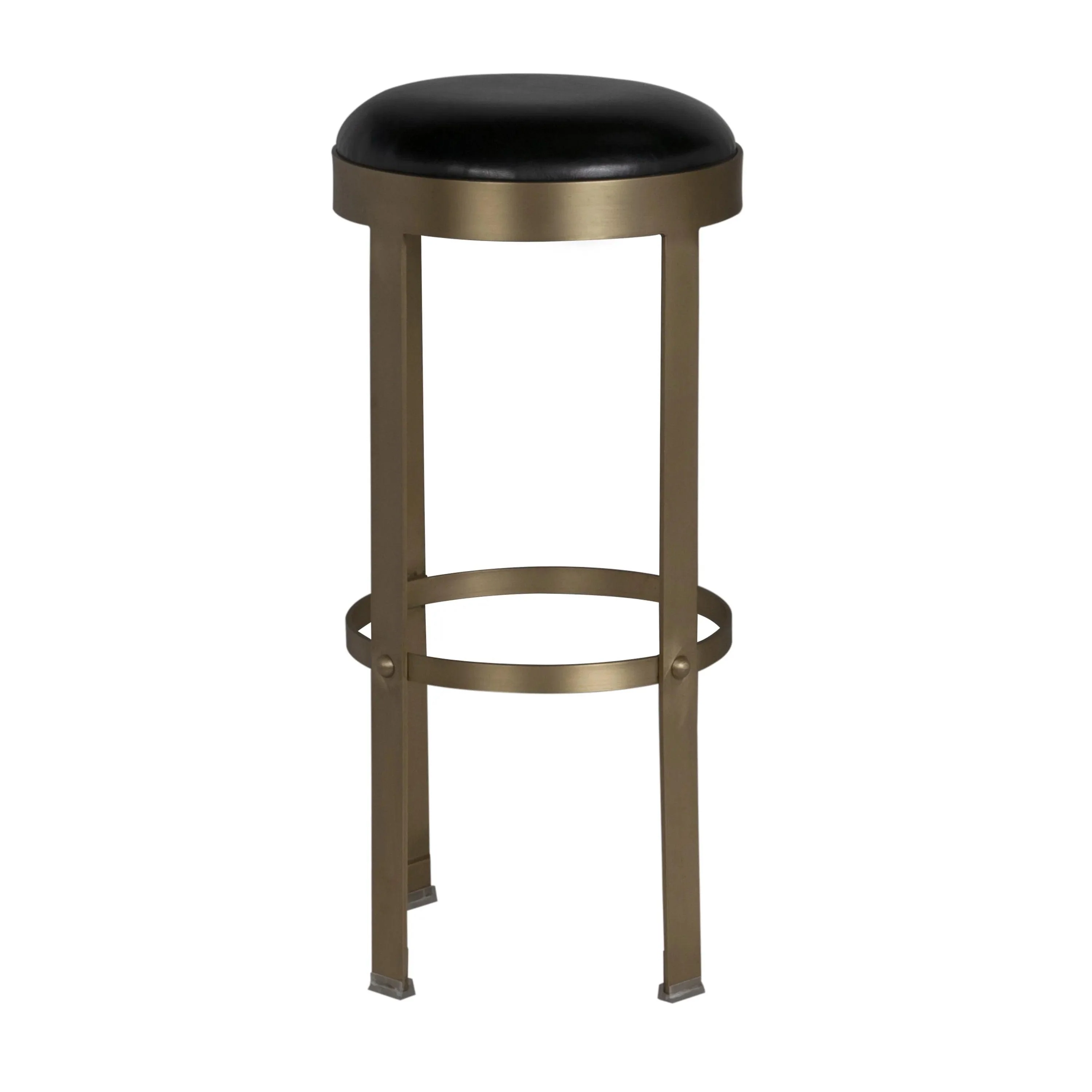 Prince Stool with Leather, Brass Finish - Frankwebs