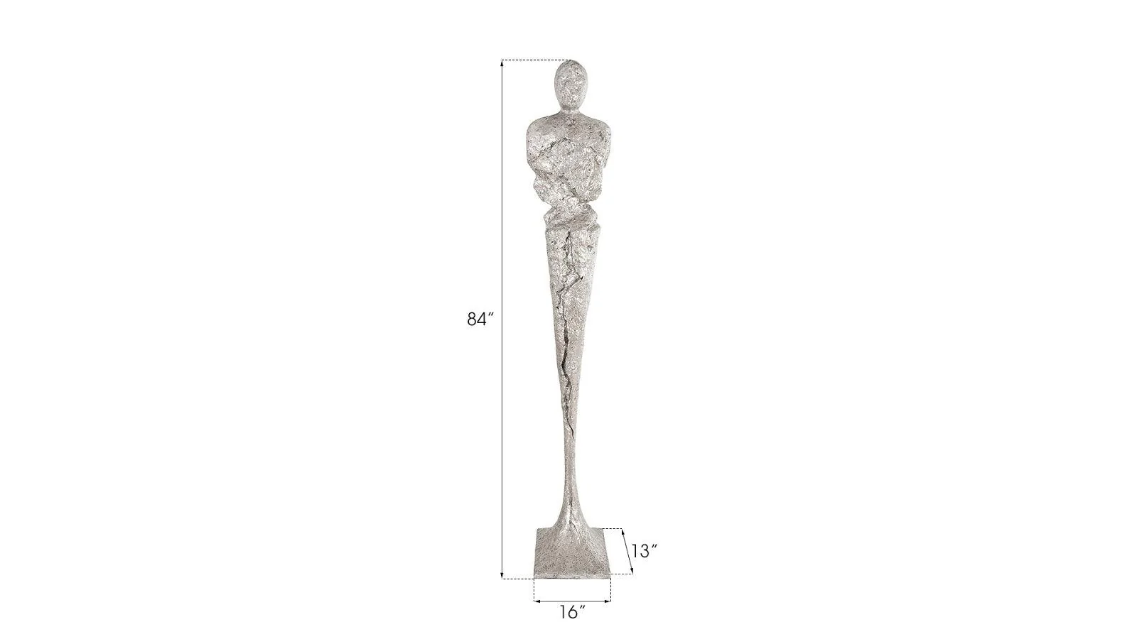 Tall Chiseled Male Sculpture, Resin, Silver Leaf - Frankwebs