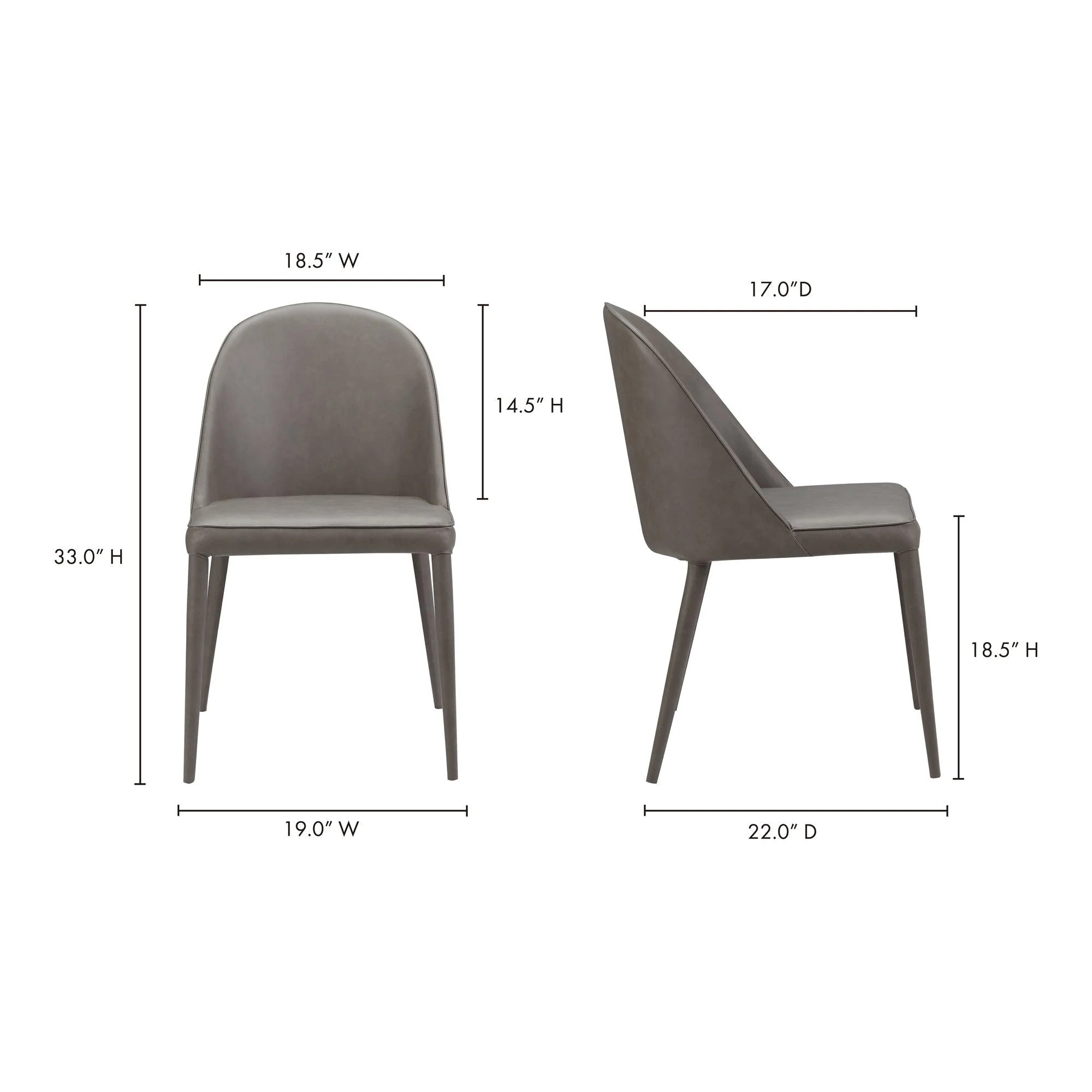 Burton Dining Chair Grey Vegan Leather - Set Of Two - Frankwebs